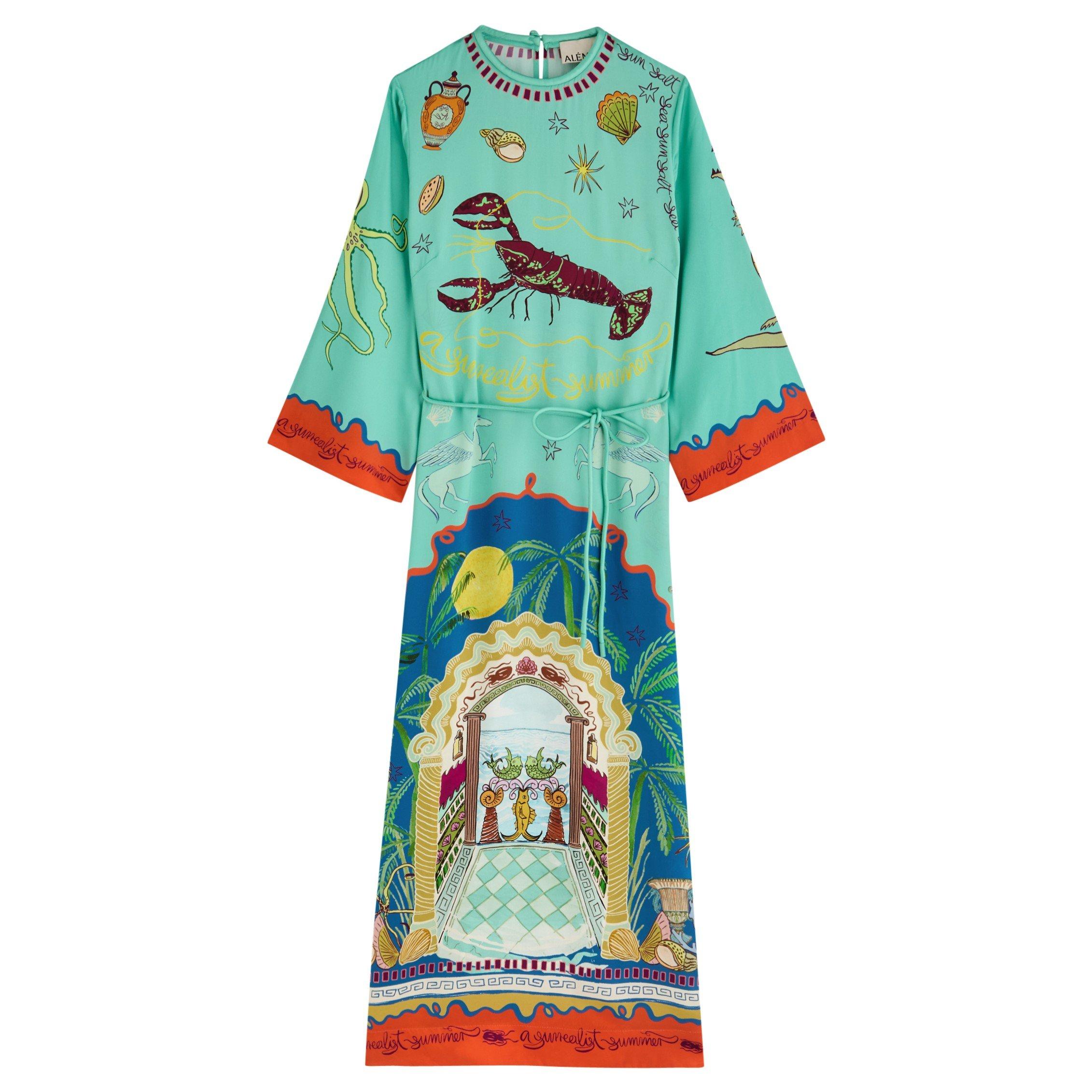 MULTICOLOURED - Alemais - SURREALIST SUMMER MIDI SILK DR
