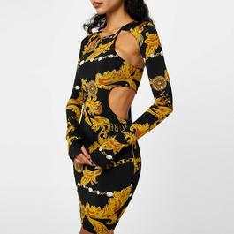 Versace Jeans Couture Baroque Chain Cut-Out Dress