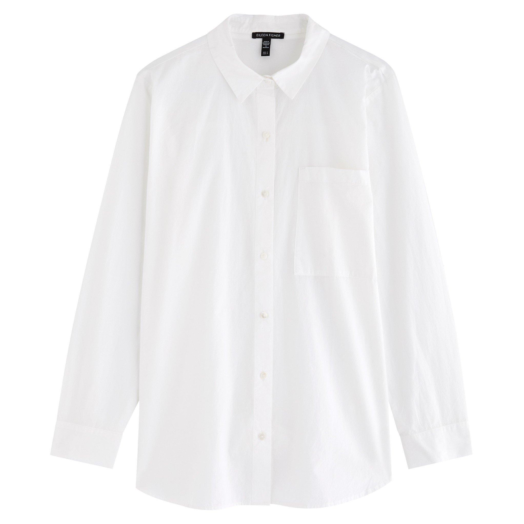 WHITE - Eileen Fisher - SB LS POPLIN LONG SHIRT