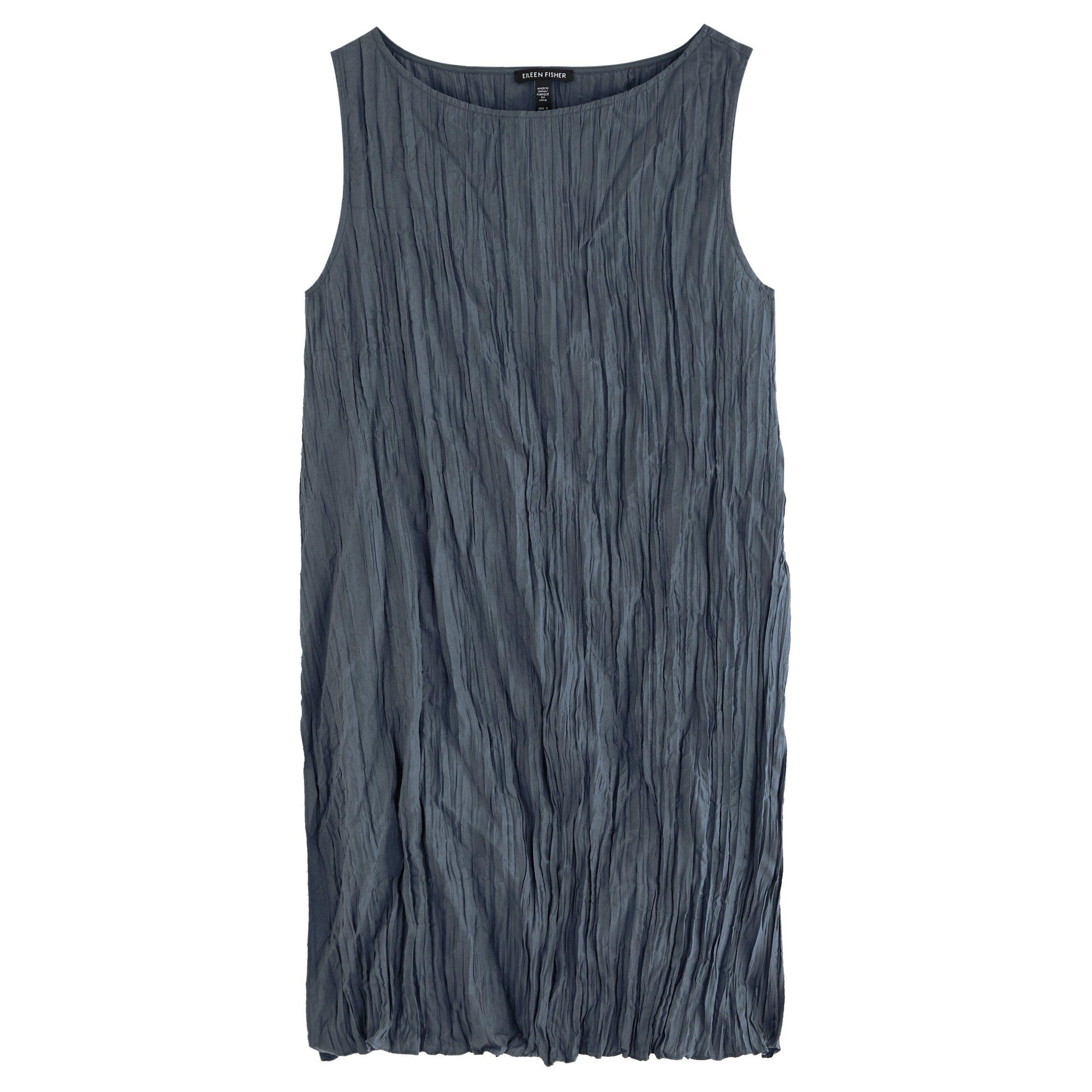 BLUE - Eileen Fisher - T SL CRINKLE PLEATED TUNIC