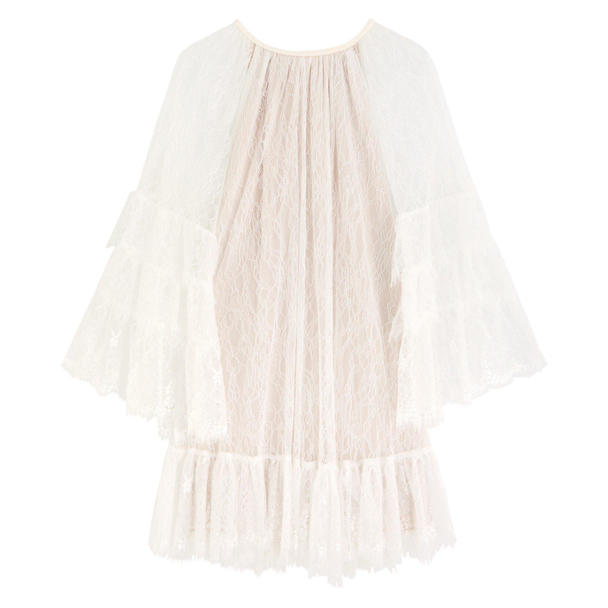 OFF WHITE - Alice And Olivia - SD LS DELIA RUFFLE LACE MINI D