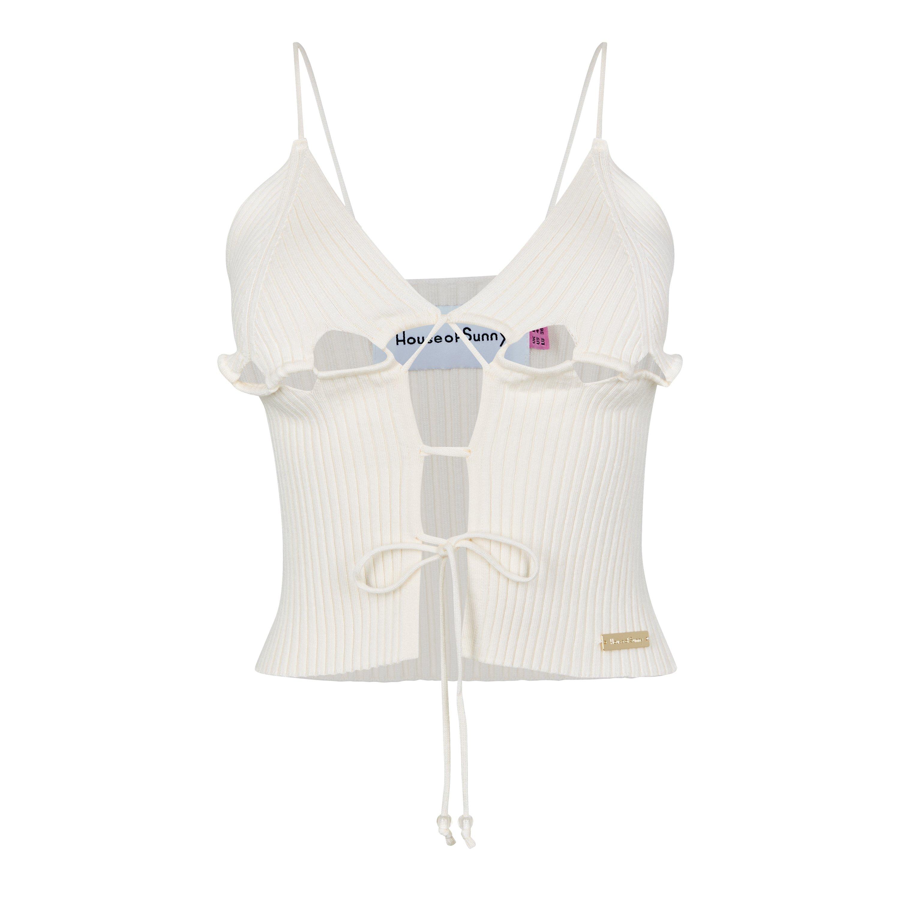 Marble - House Of Sunny - Women's Lace-Up Crochet Cami Knitted Top - 5