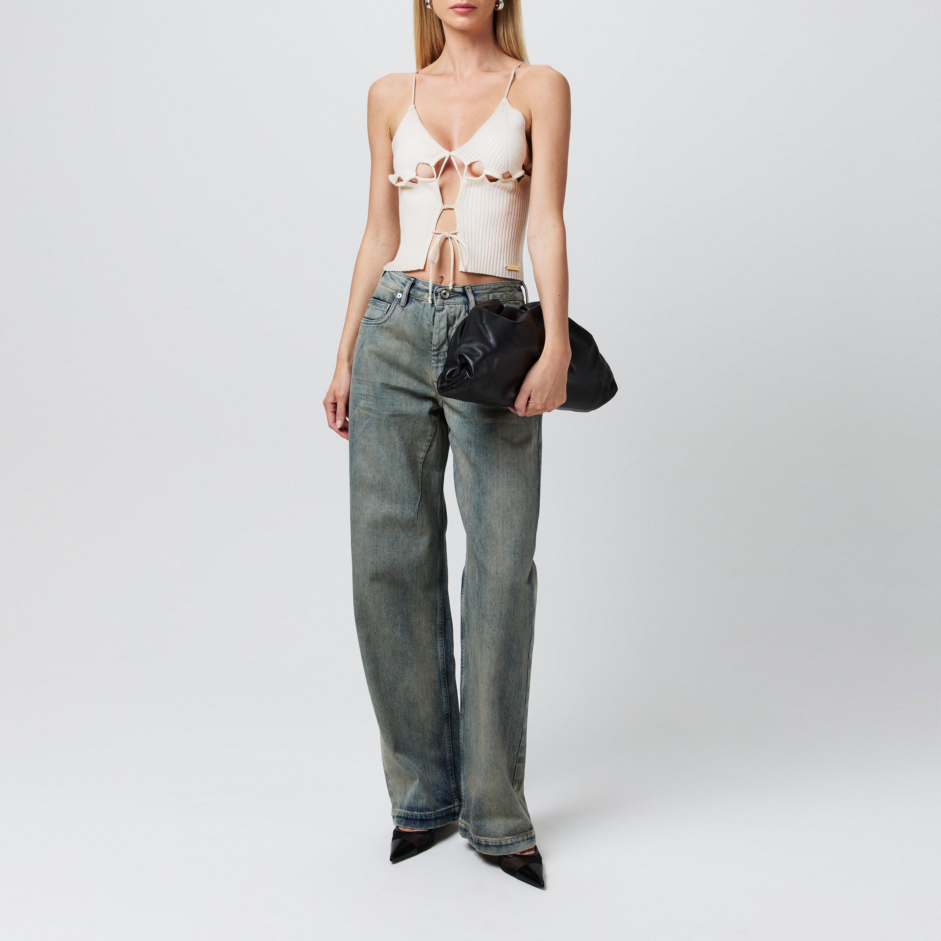 Marble - House Of Sunny - Women's Lace-Up Crochet Cami Knitted Top - 4