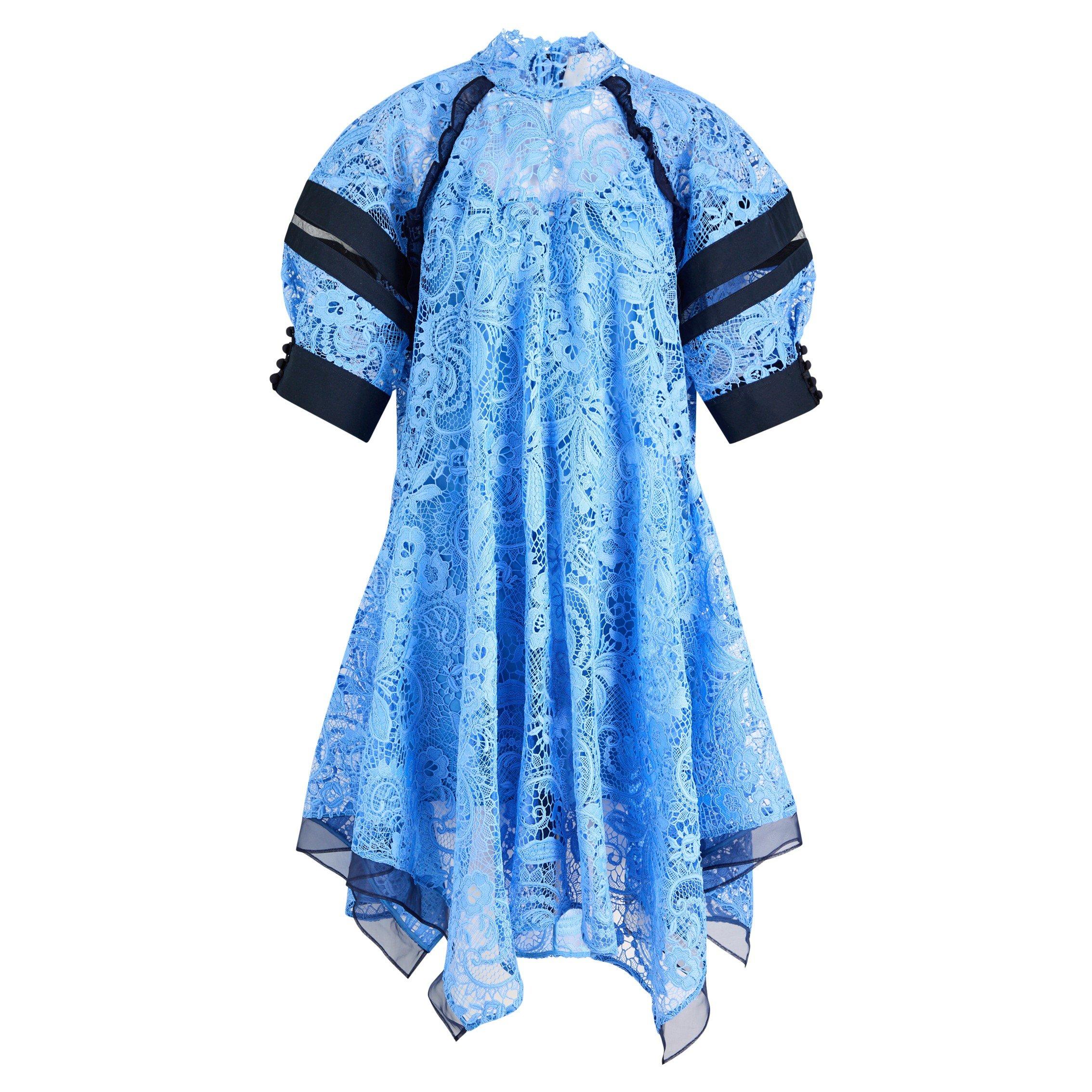 BLUE AND OTHER - Philip Lim - SD SS EMBROID LACE DRS