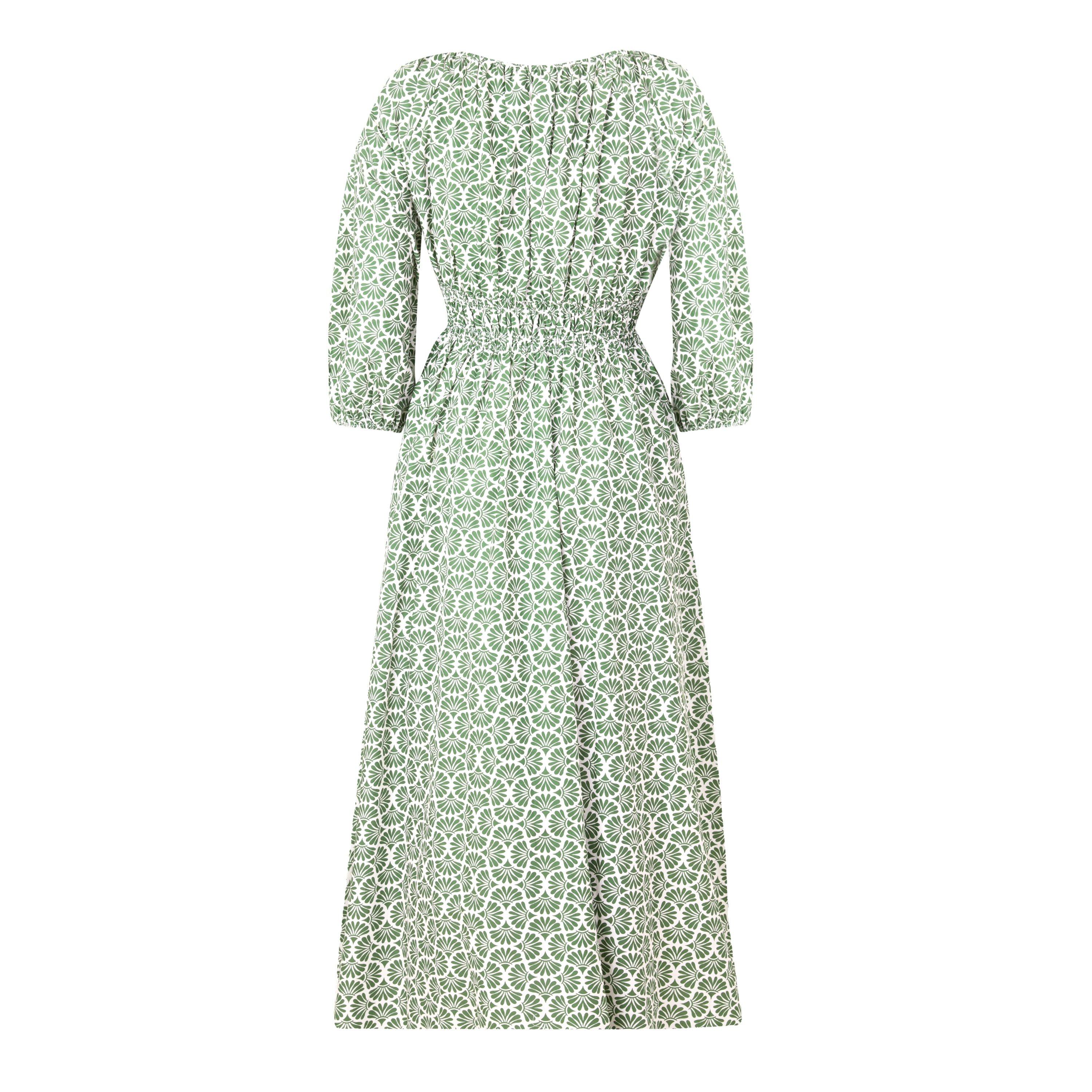 LIGHT GREEN - Matteau - Shirred Plunge Button Dre - 2