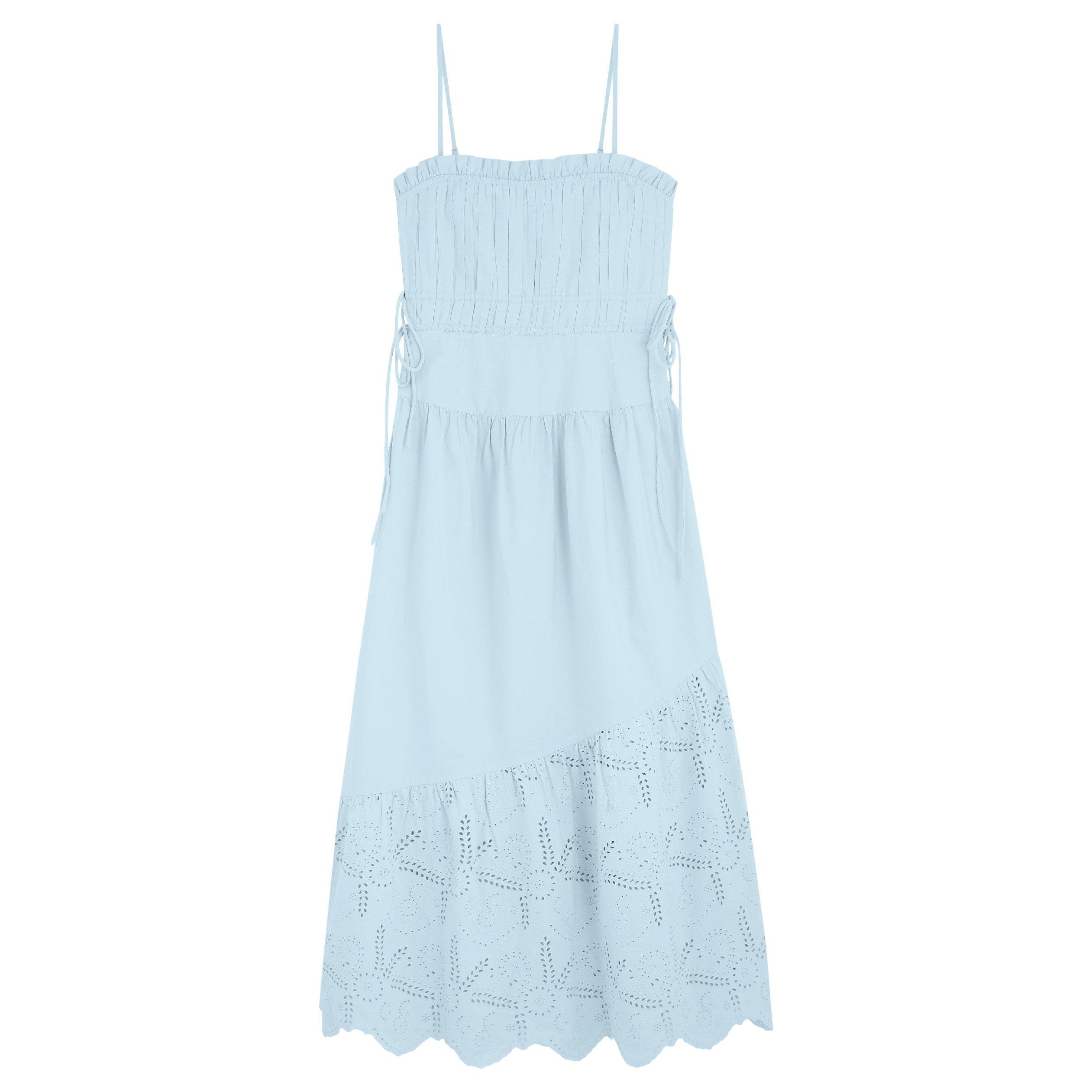 BLUE - Damson Madder - Women's Kelia Cotton Midi A-Line Dress - 1