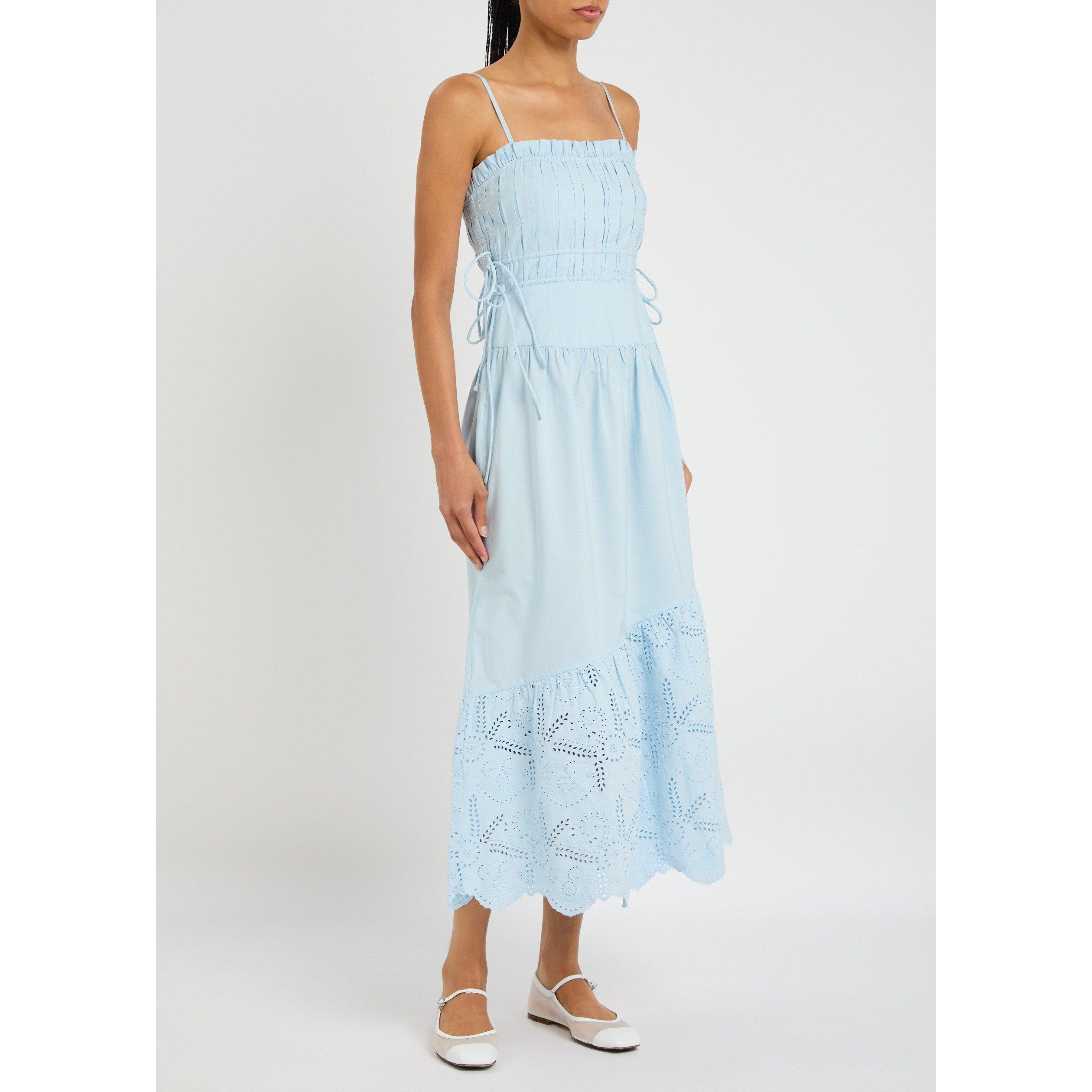 BLUE - Damson Madder - Women's Kelia Cotton Midi A-Line Dress - 2