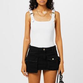 Versace Jeans Couture Buckle Embellished Ribbed Vest