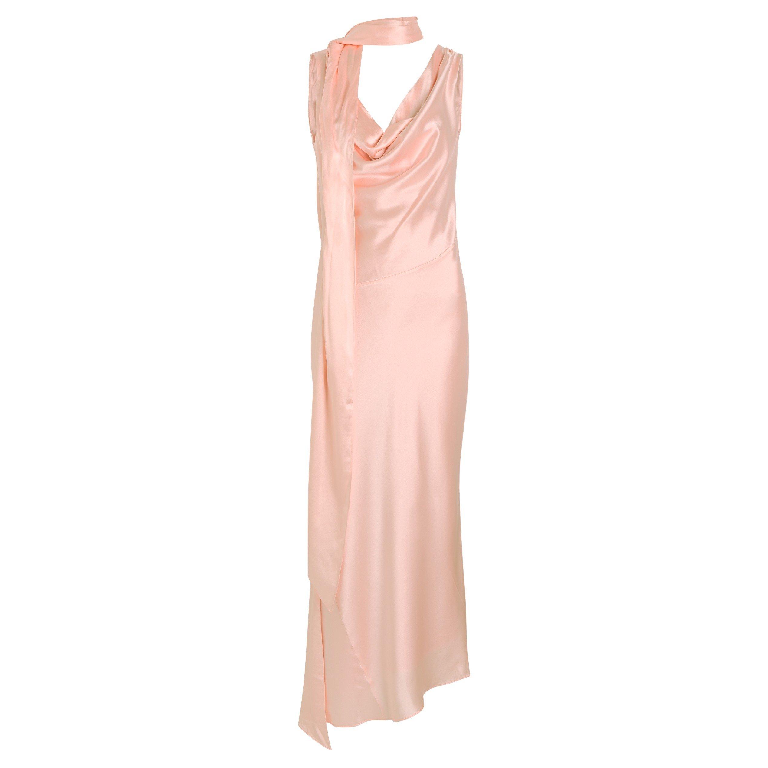 LIGHT PINK - De La Vali - LD THEBE SCARF NECK SATIN DRS
