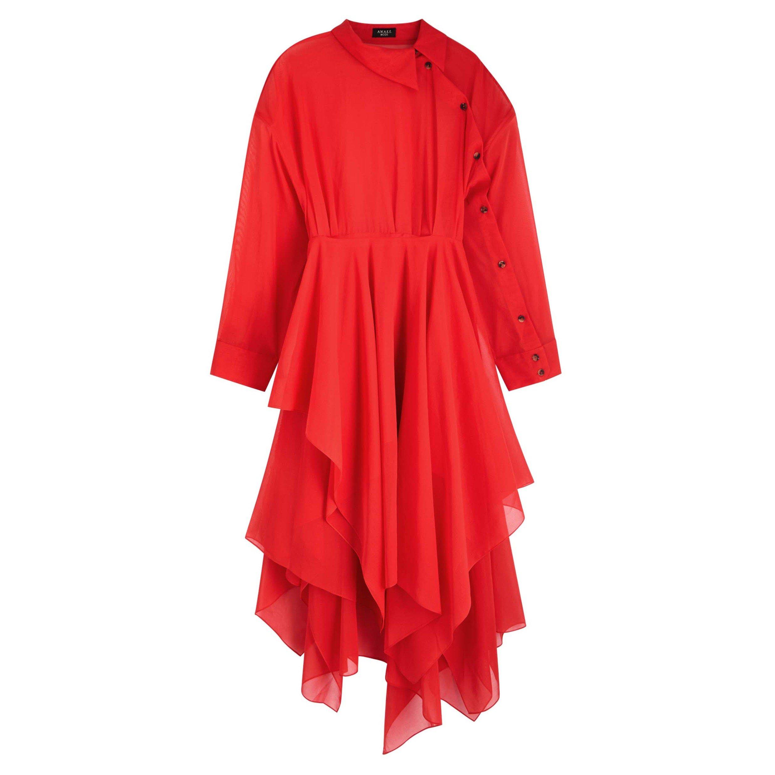 RED - Unknown - ORGANZA SHIRT DRESS