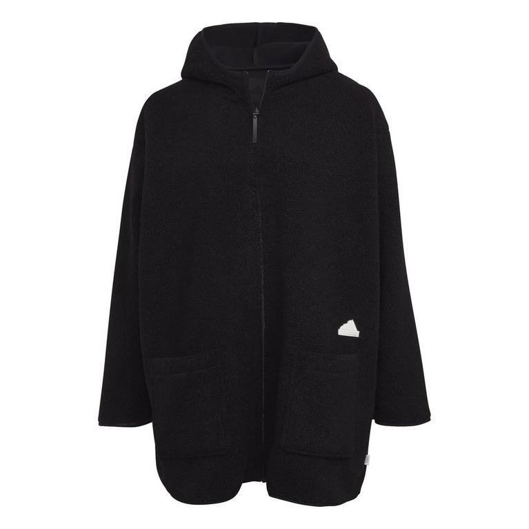 Noir - adidas - Polar Fleece Long Hooded Plus Size Track Top - 1