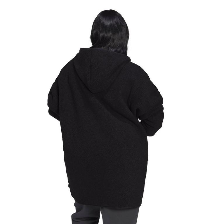 Noir - adidas - Polar Fleece Long Hooded Plus Size Track Top - 3