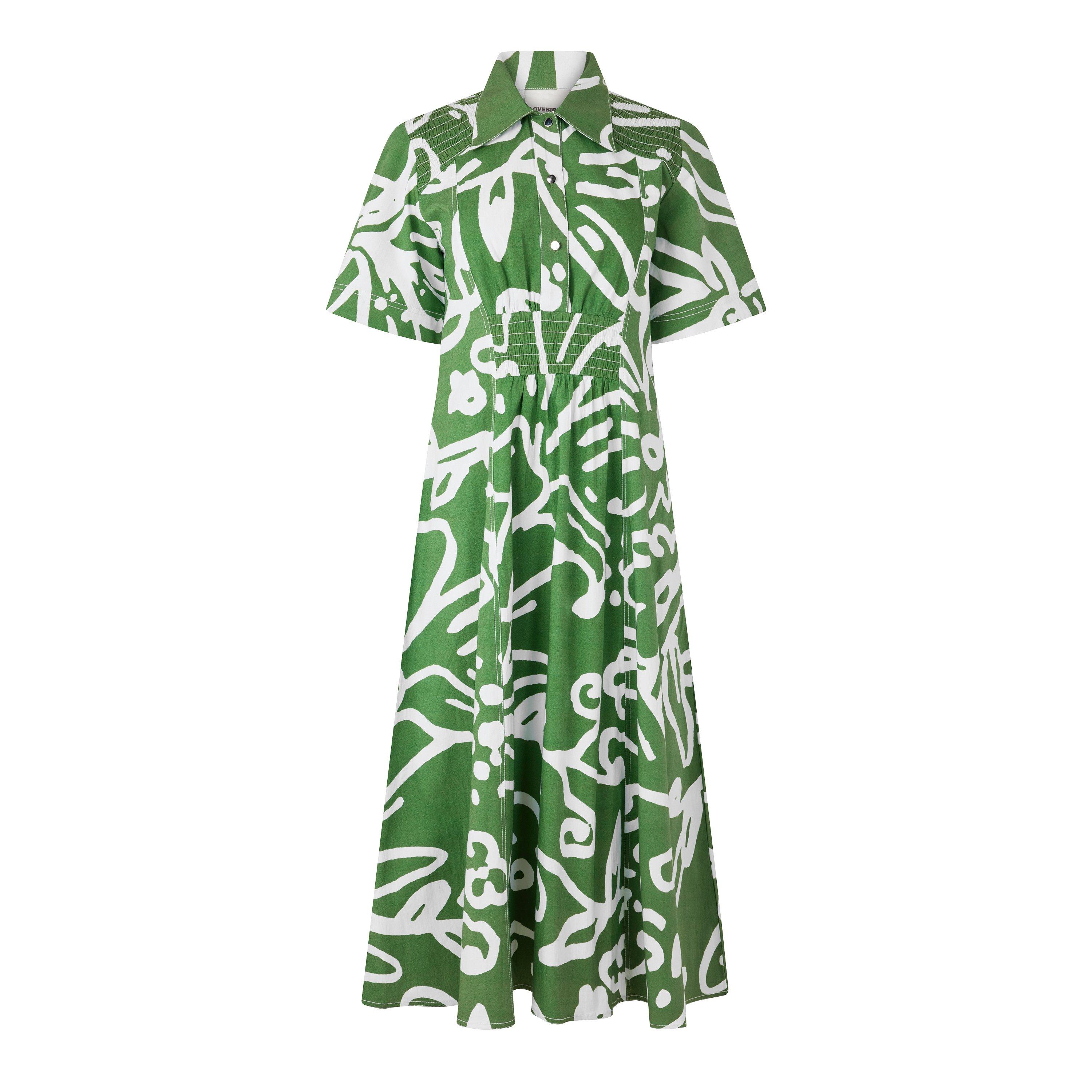 OLIVE - Lovebirds - Women's Cotton Short-Sleeve Shirt Dress - 1
