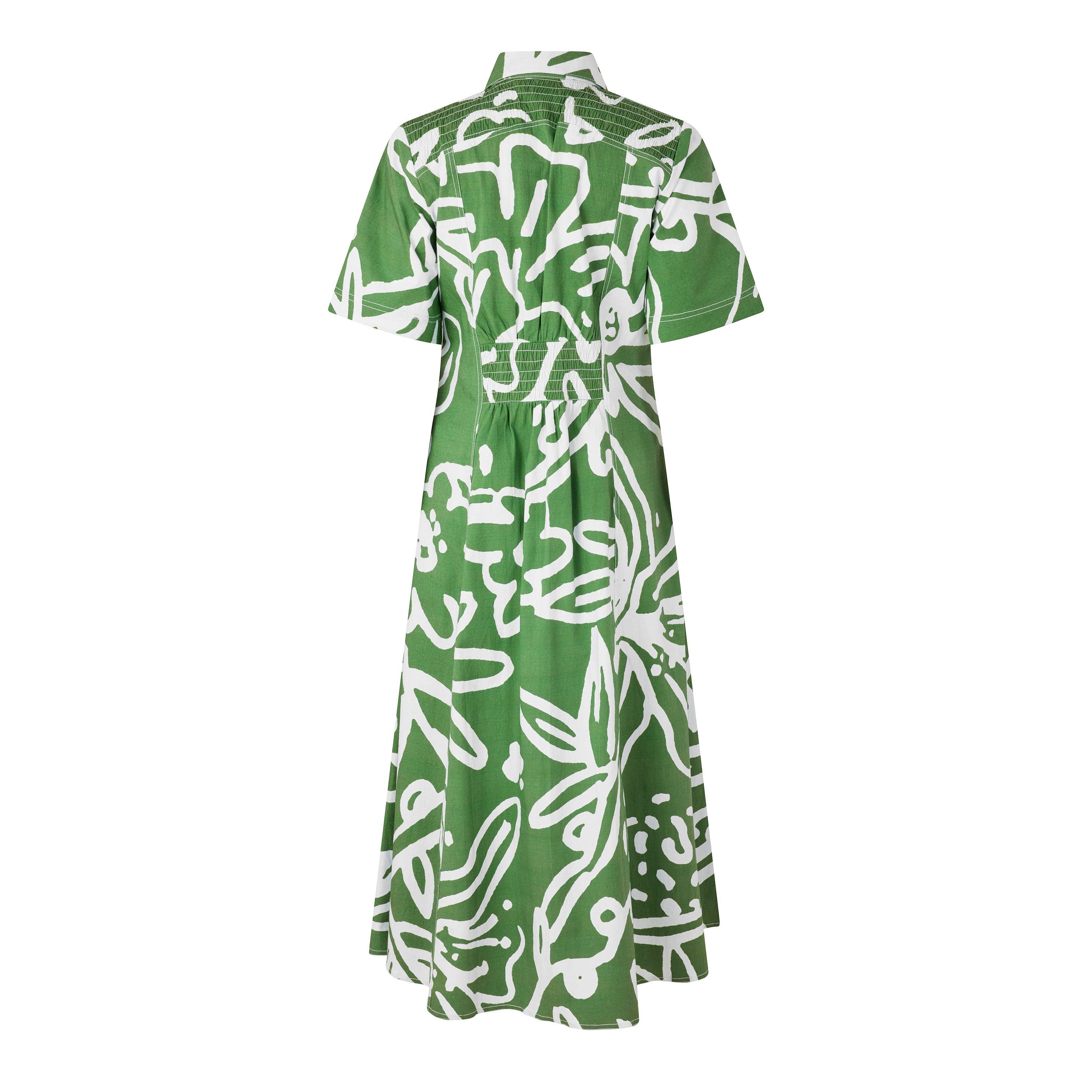 OLIVE - Lovebirds - Women's Cotton Short-Sleeve Shirt Dress - 2
