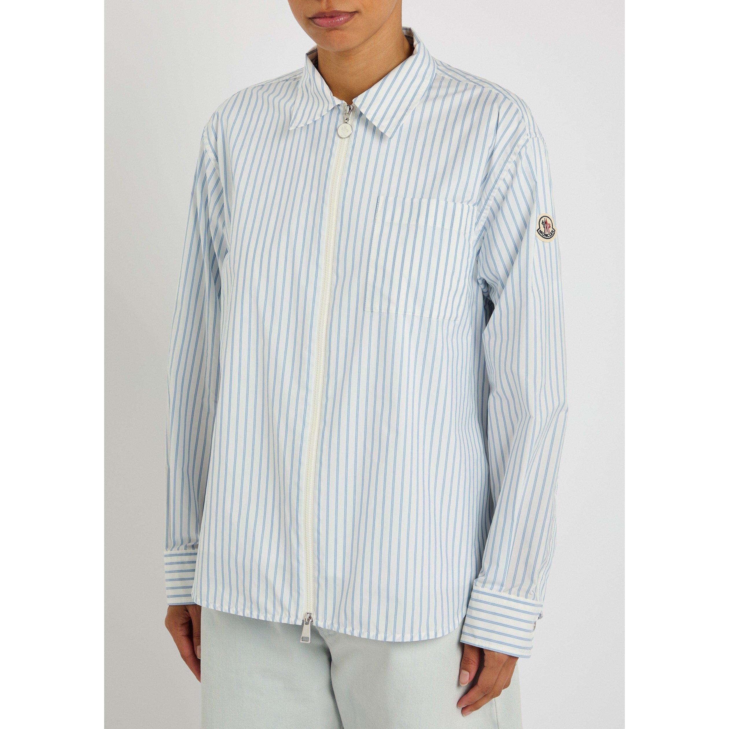 WHITE - Moncler - Women's Striped Long-Sleeve Oversized-Fit Shirt - 2