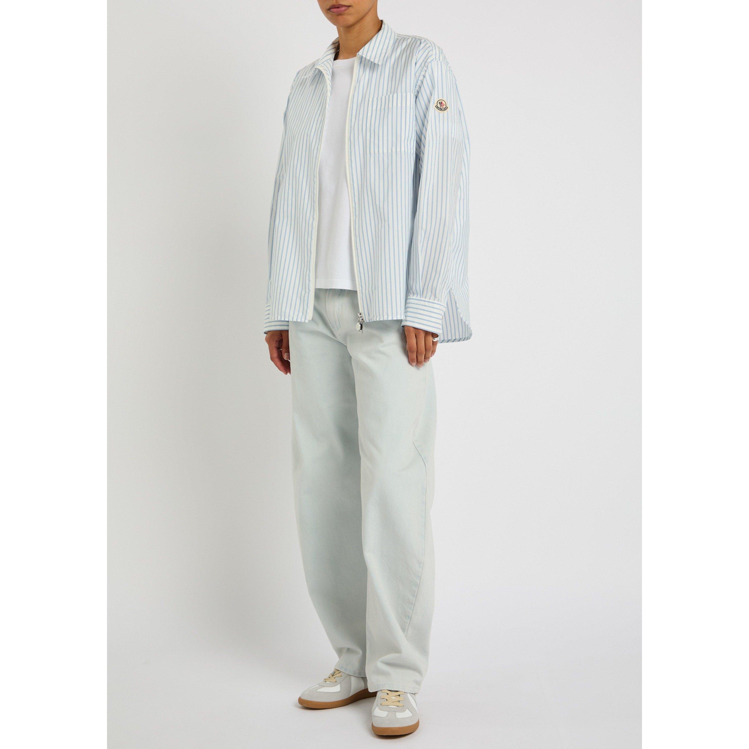 WHITE - Moncler - Women's Striped Long-Sleeve Oversized-Fit Shirt - 5