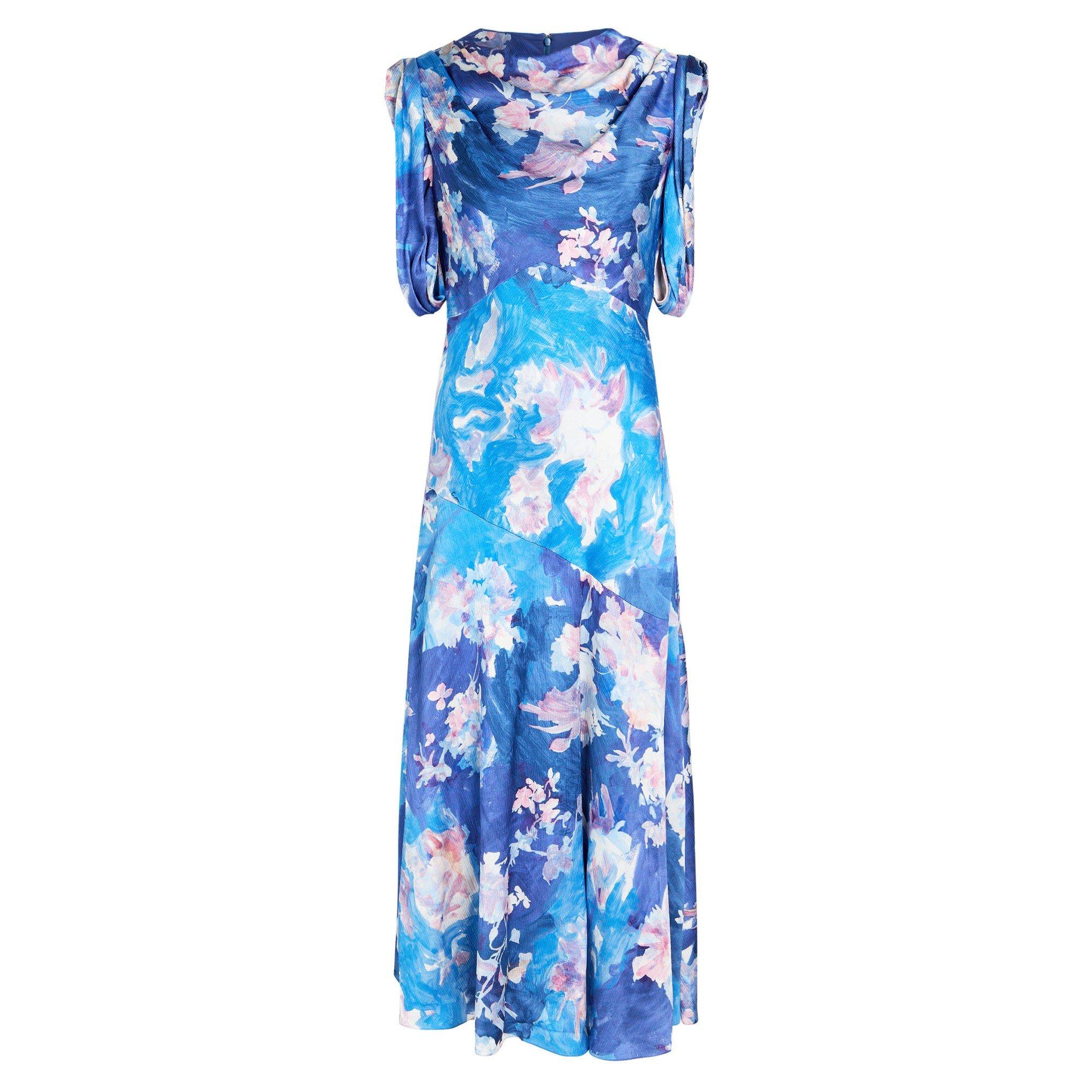 MULTI FLORAL - Erdem - Women's Floral Satin Midi Dress