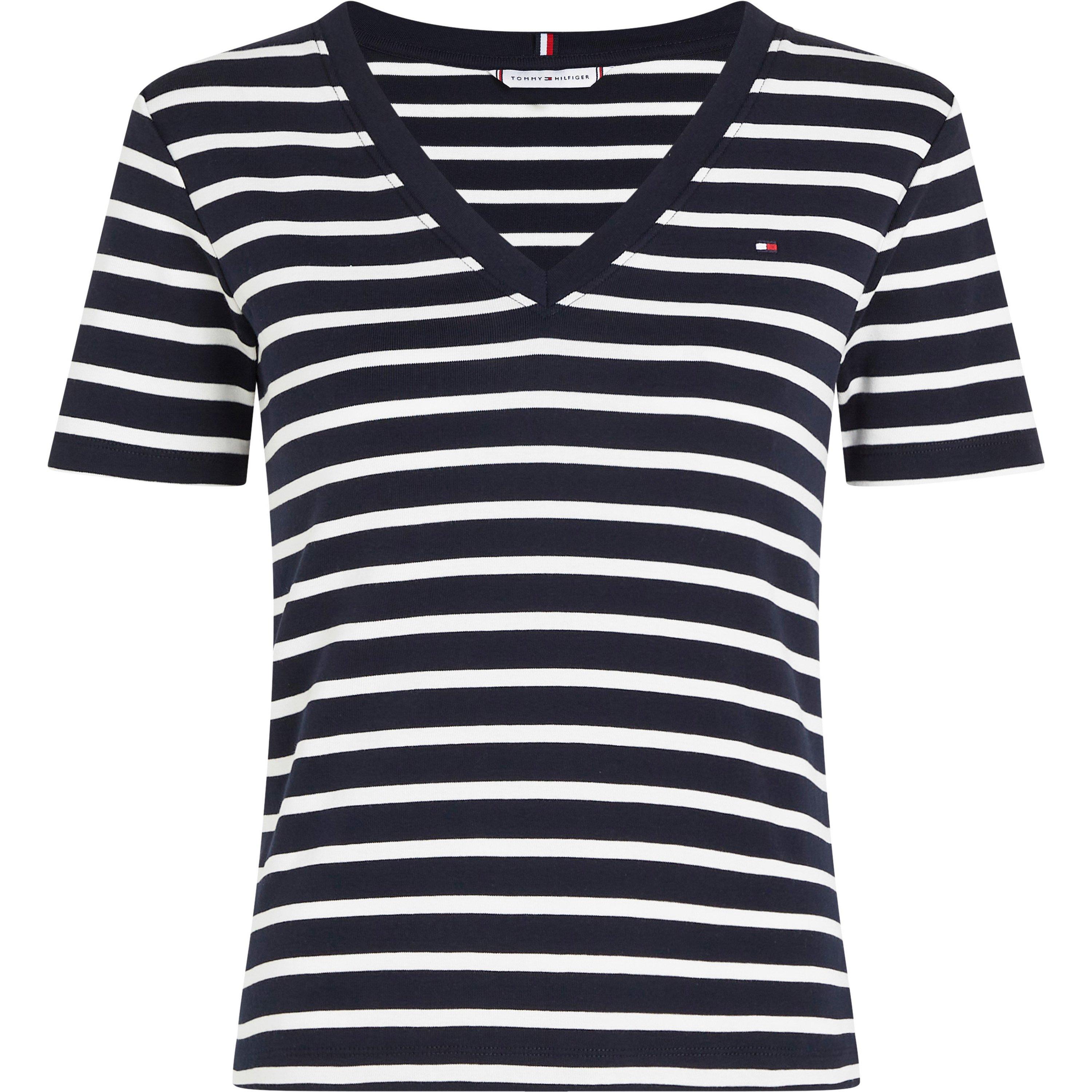 Tommy Hilfiger Women's V-Neck Striped T-Shirt - Breton Navy - 8 (XS)