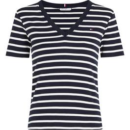 Tommy Hilfiger V Neck Striped T Shirt