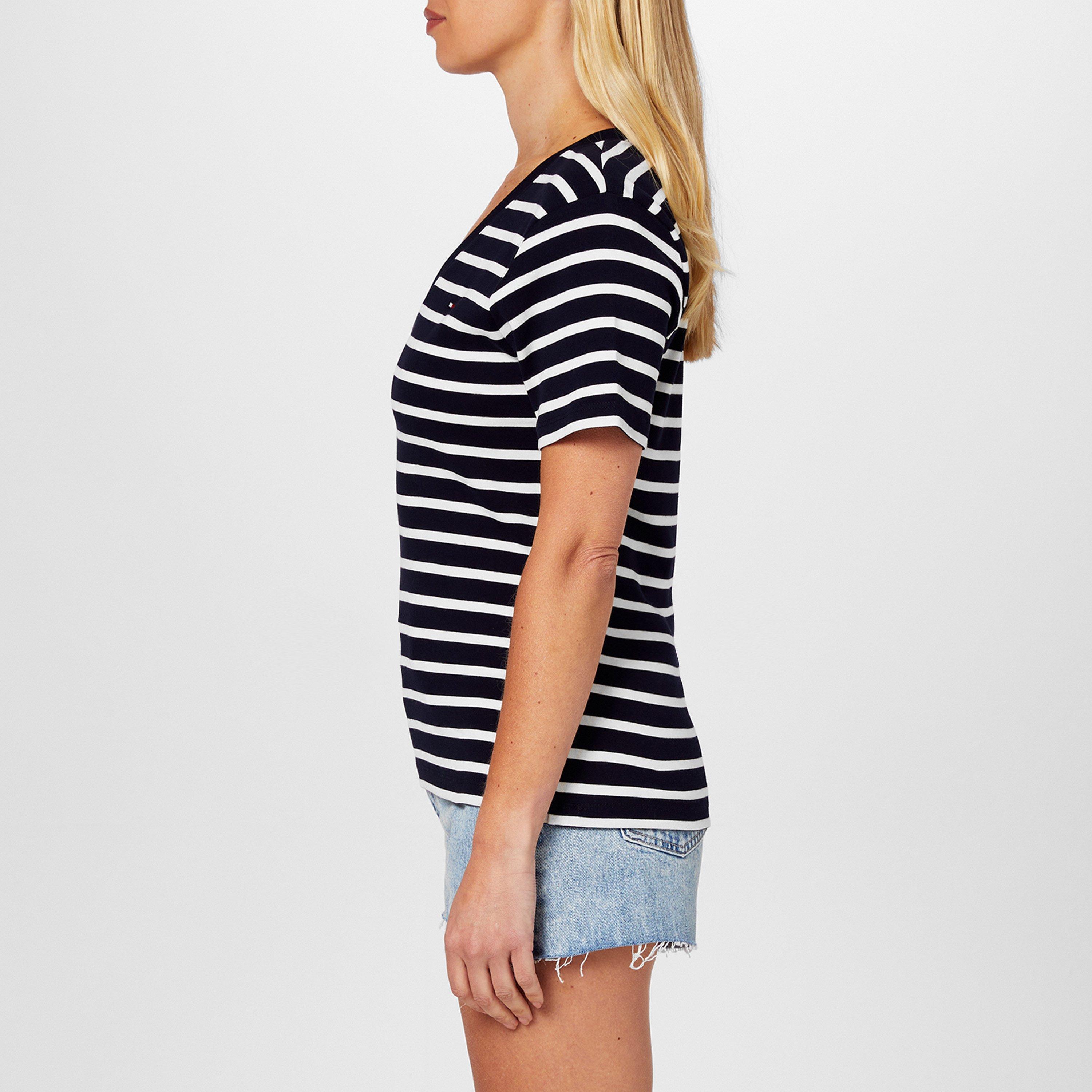 Breton Navy - Tommy Hilfiger - V-Neck Striped T-Shirt - 5