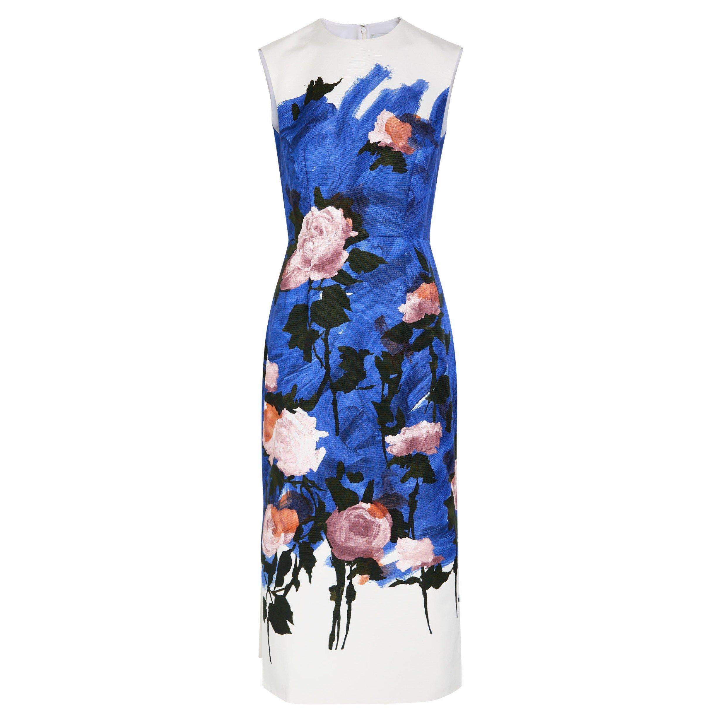 MULTI FLORAL - Erdem - SLEEVELESS PENCIL MIDI DRESS