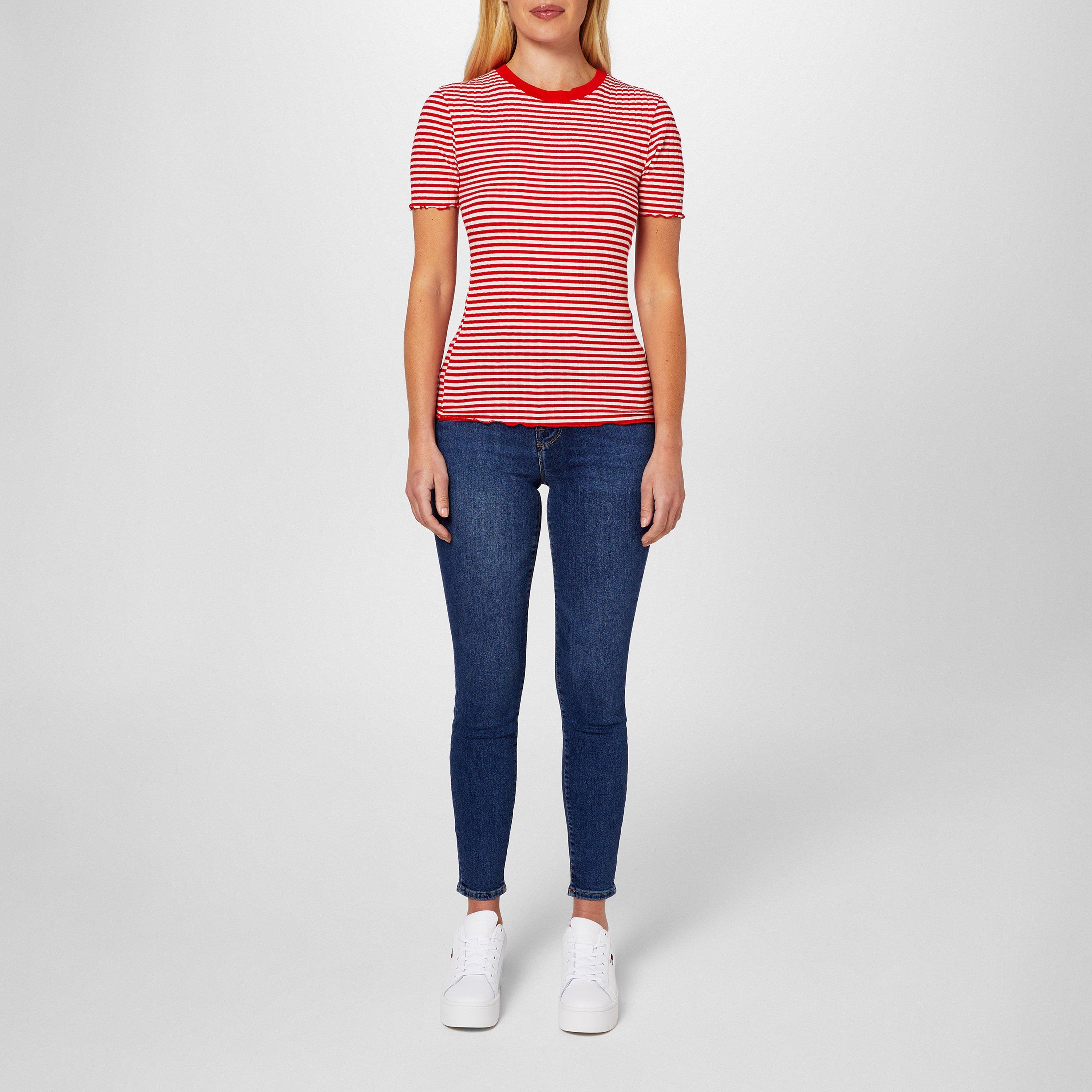 Stp Fierce Red - Tommy Hilfiger - Women's Striped Slim Fit T-Shirt - 4