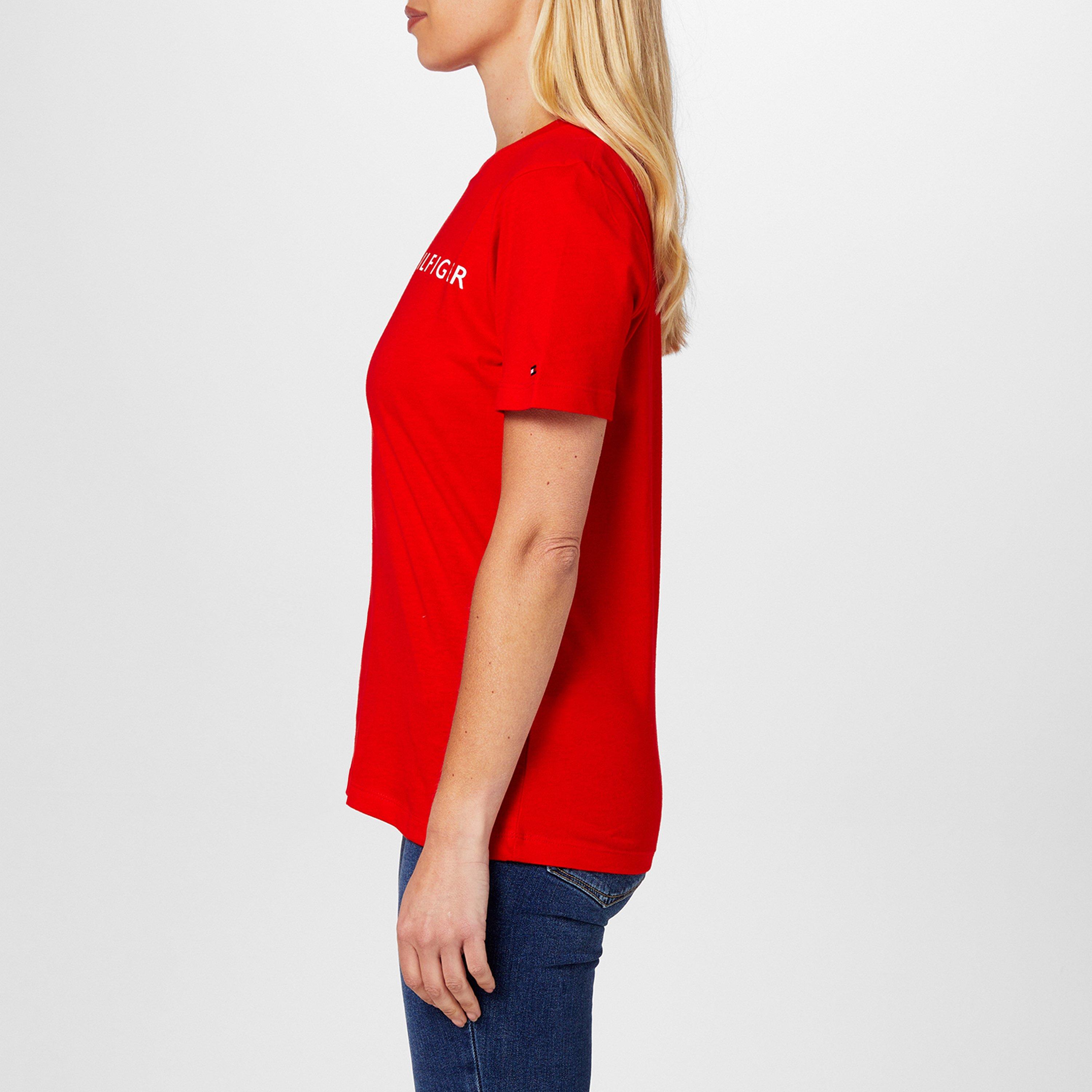 Fierce Red - Tommy Hilfiger - Women's Corp Logo Regular Fit T-Shirt - 2