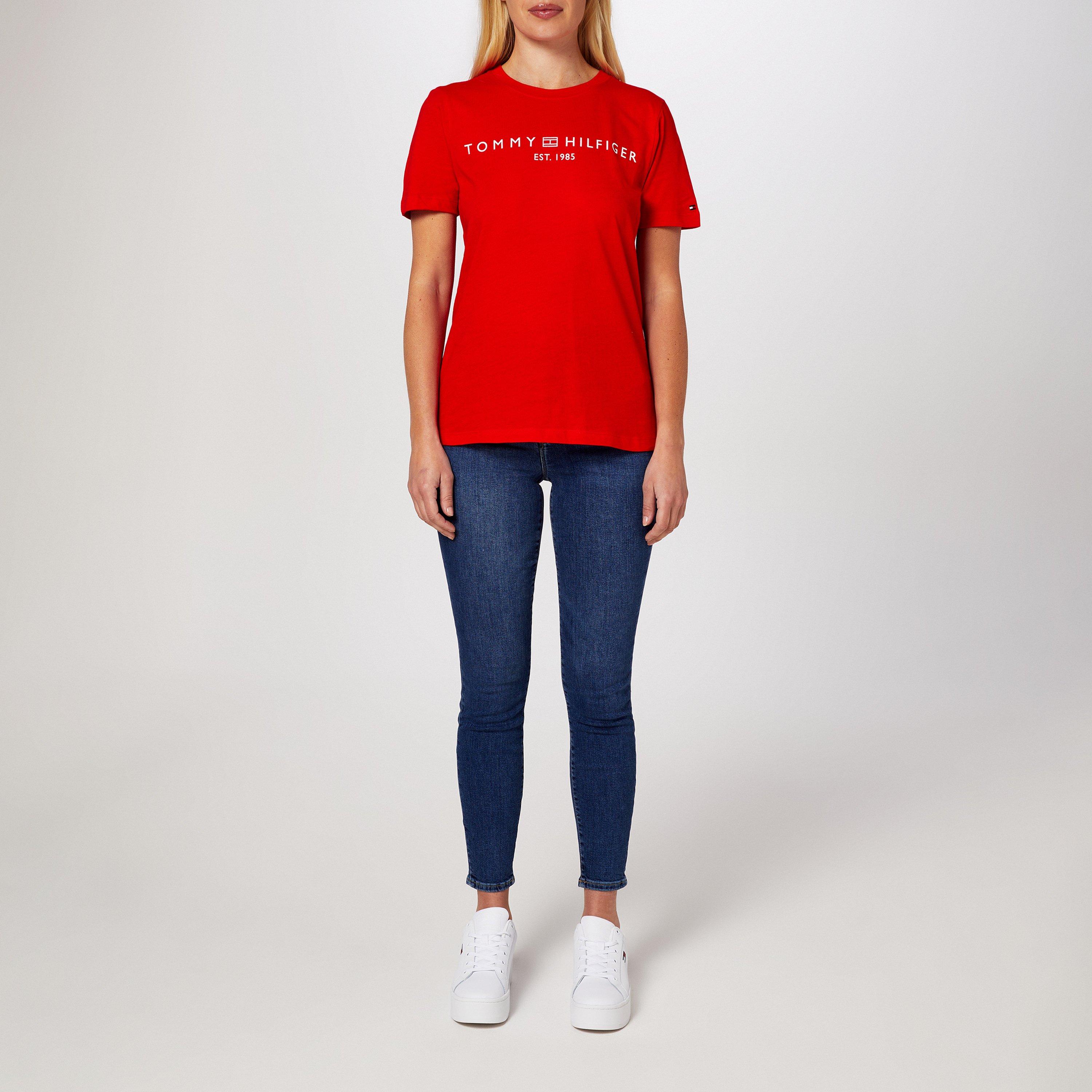Fierce Red - Tommy Hilfiger - Women's Corp Logo Regular Fit T-Shirt - 4