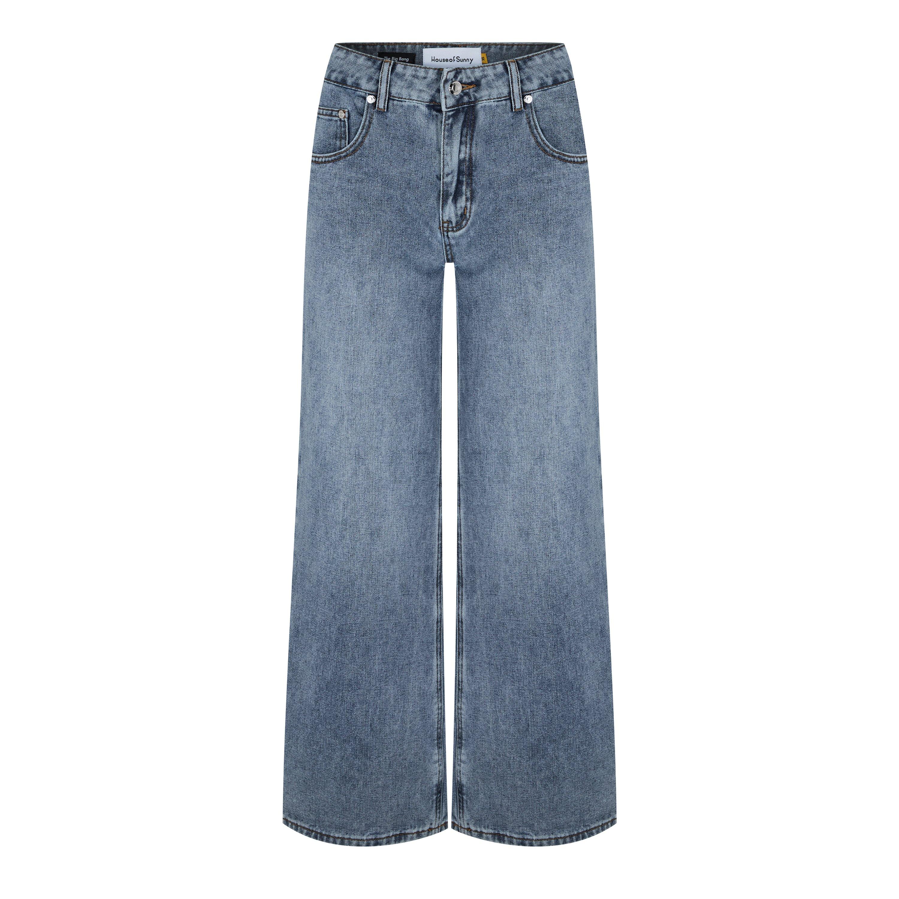 Sky Blue - House Of Sunny - Wide Leg Logo Jeans - 6