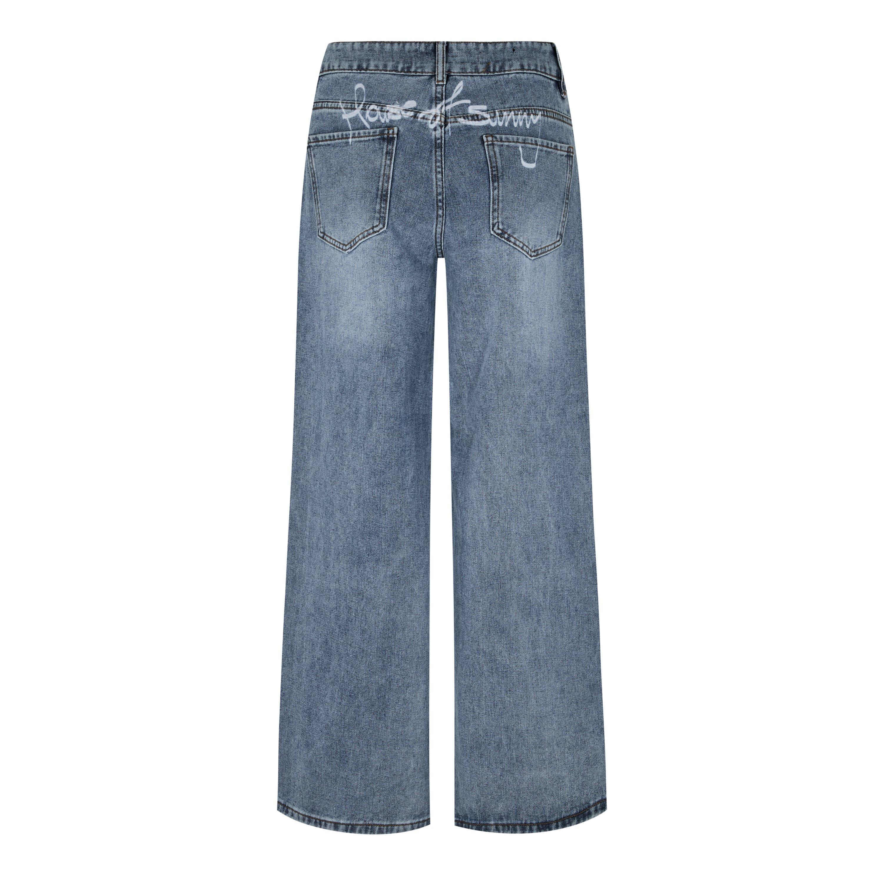 Sky Blue - House Of Sunny - Wide Leg Logo Jeans - 7