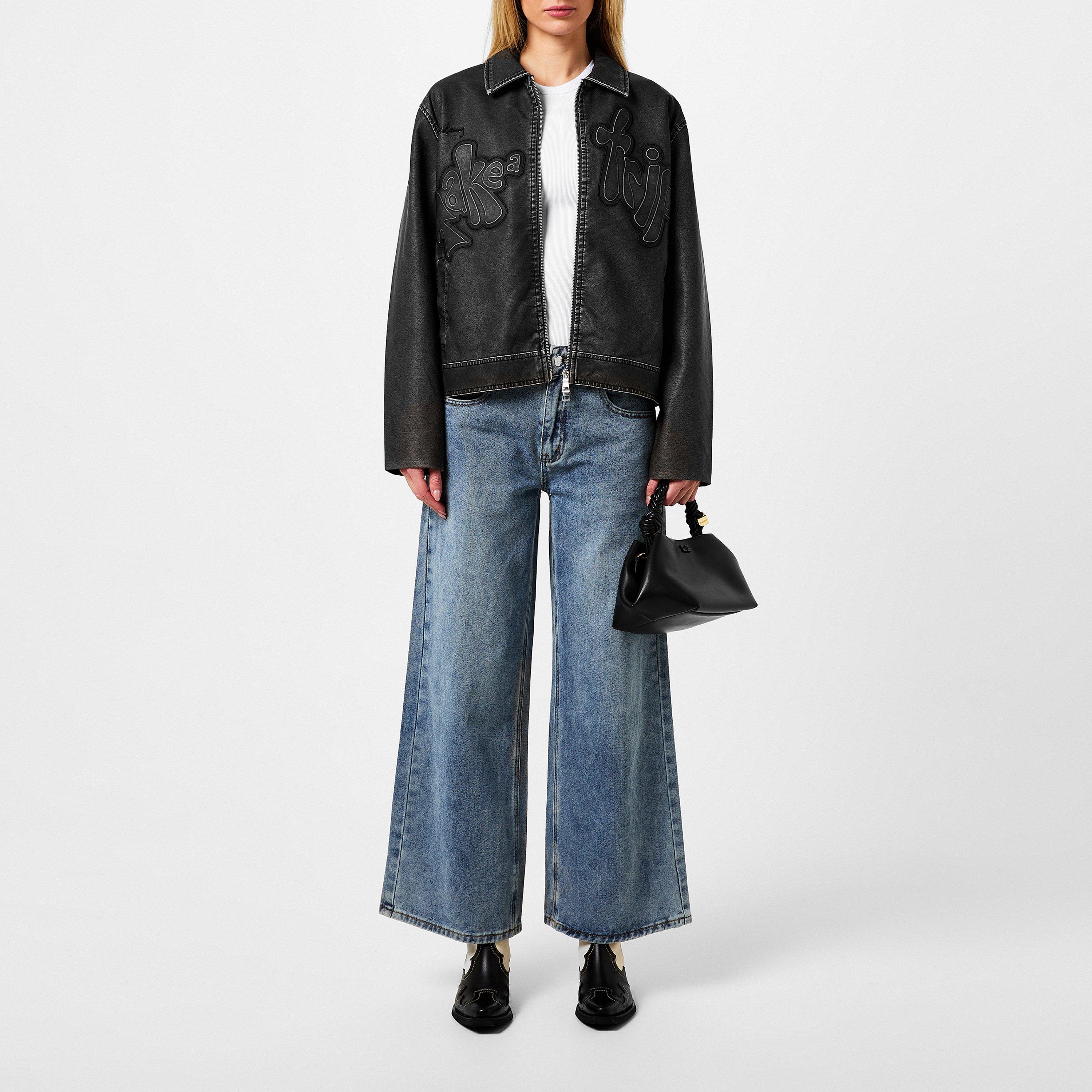 Sky Blue - House Of Sunny - Wide Leg Logo Jeans - 4