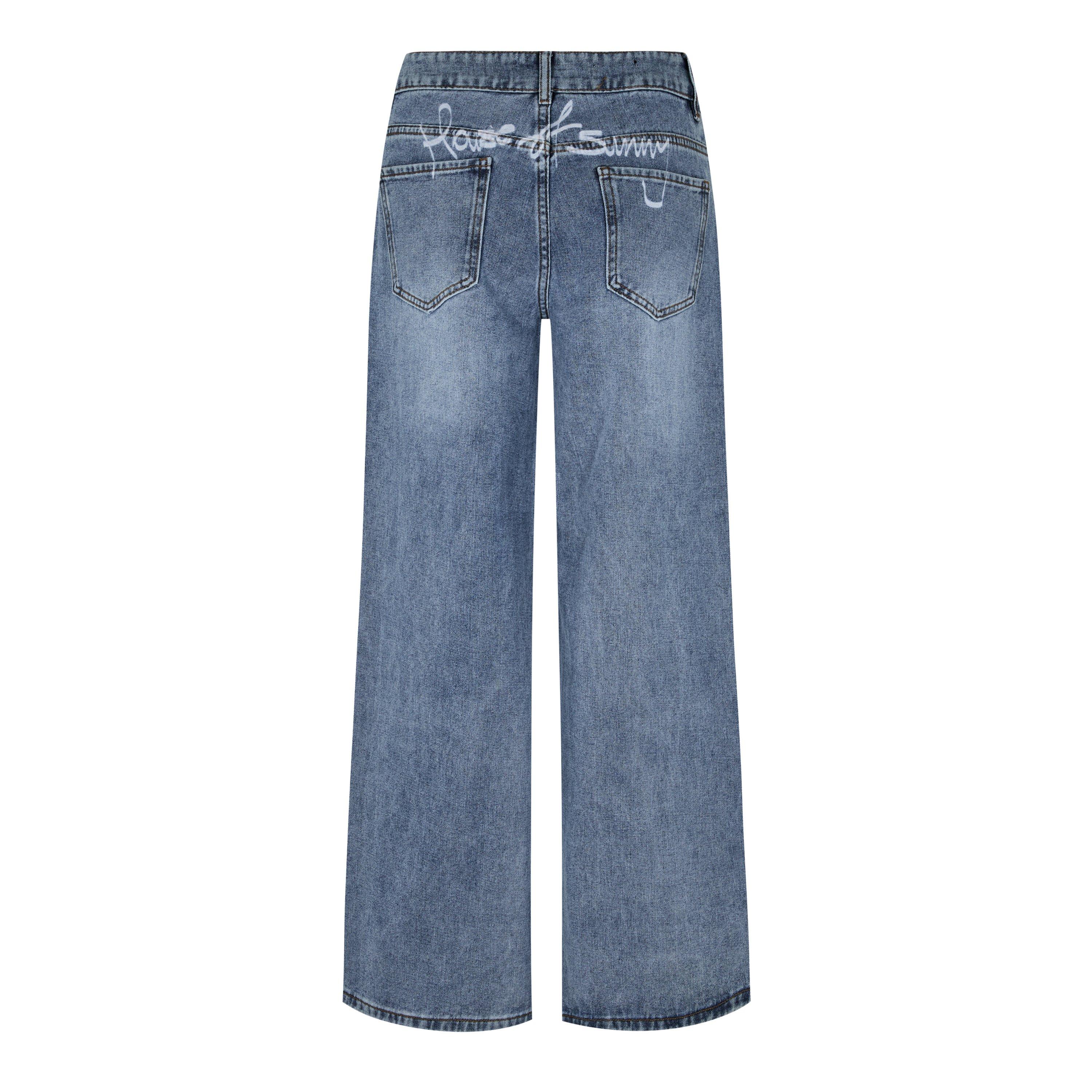 Sky Blue - House Of Sunny - Wide Leg Logo Jeans - 5