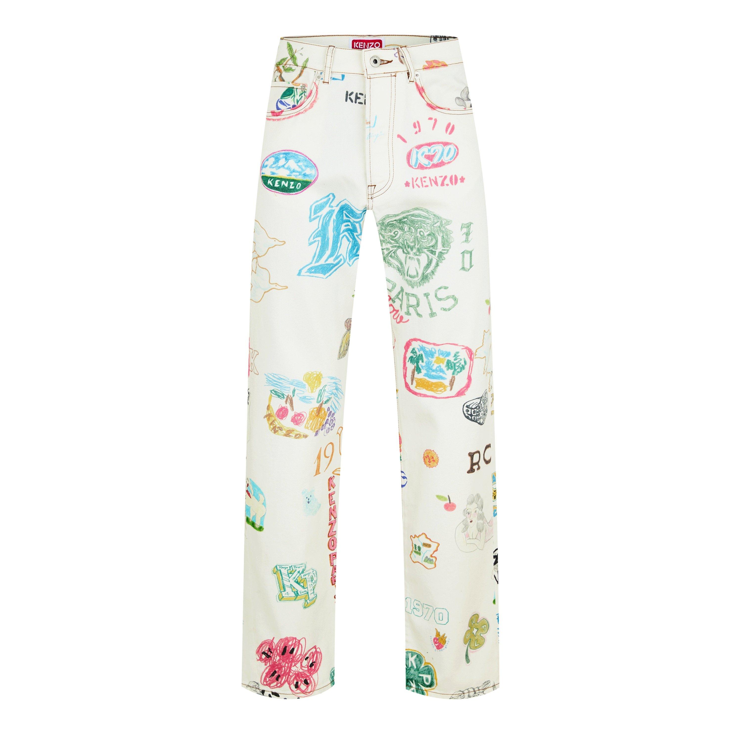 Multi - Kenzo - Men's Drawn Straight Leg Jeans - 5