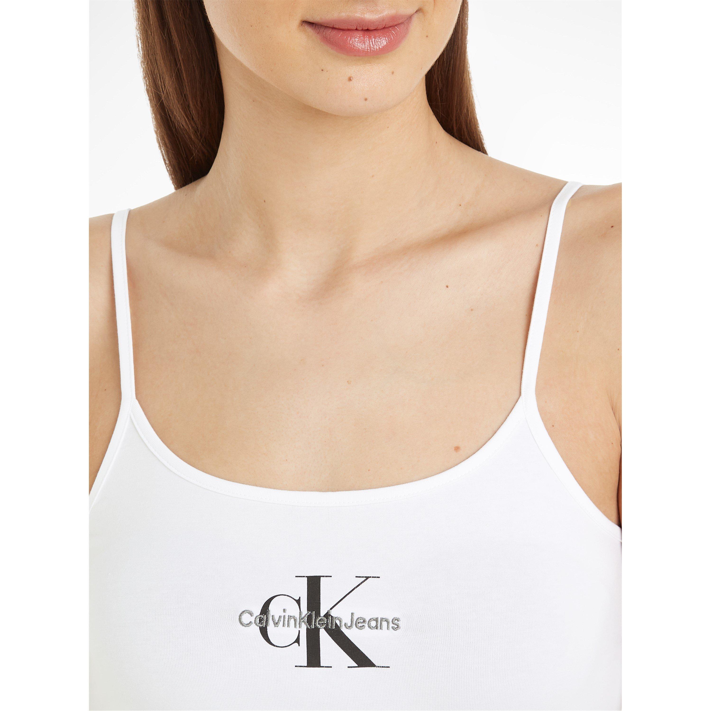 Bright White - Calvin Klein Jeans - Monologo Strappy Tank Top - 3