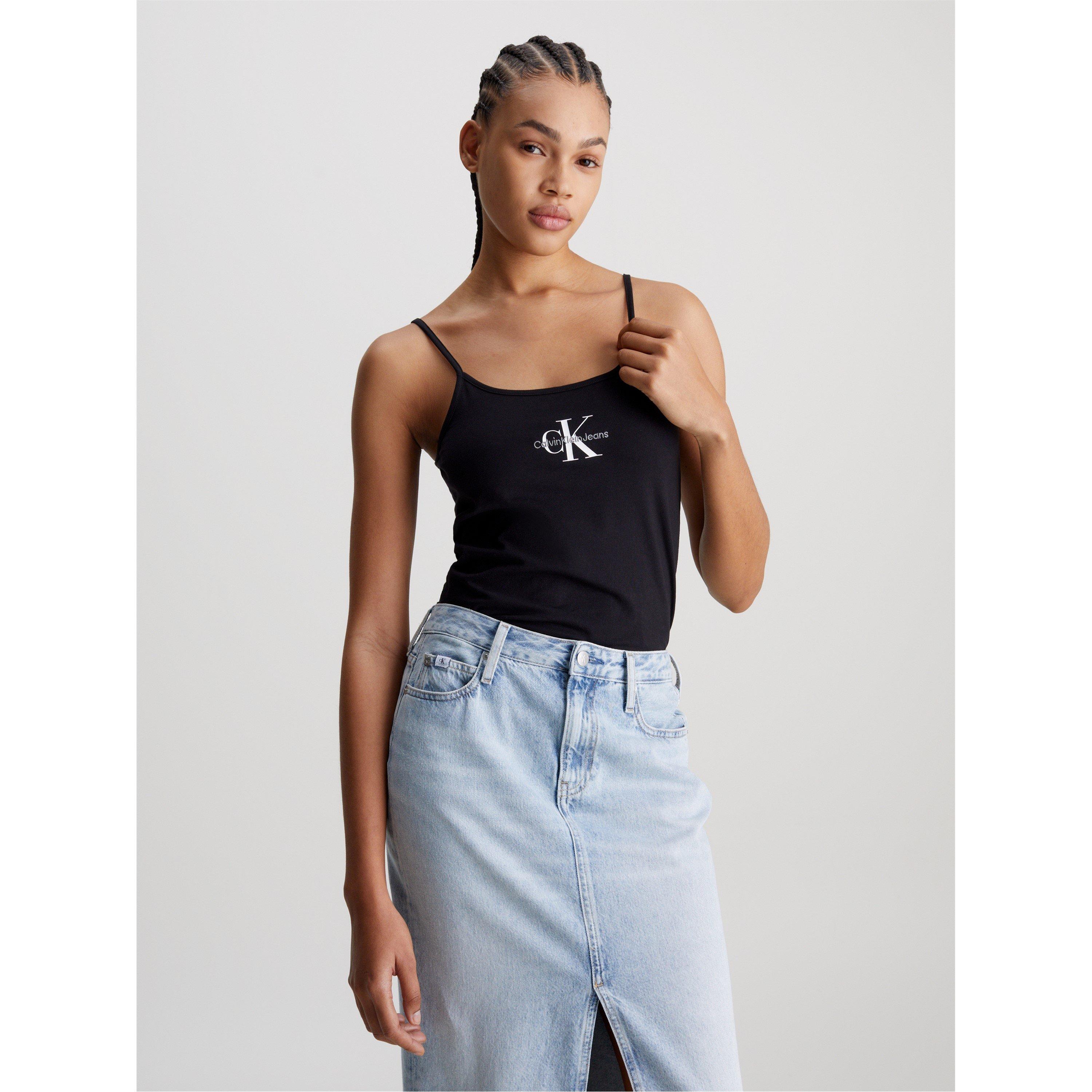 Calvin Klein Jeans Women's Monologo Strappy Tank Top - Ck Black - 14 (L)