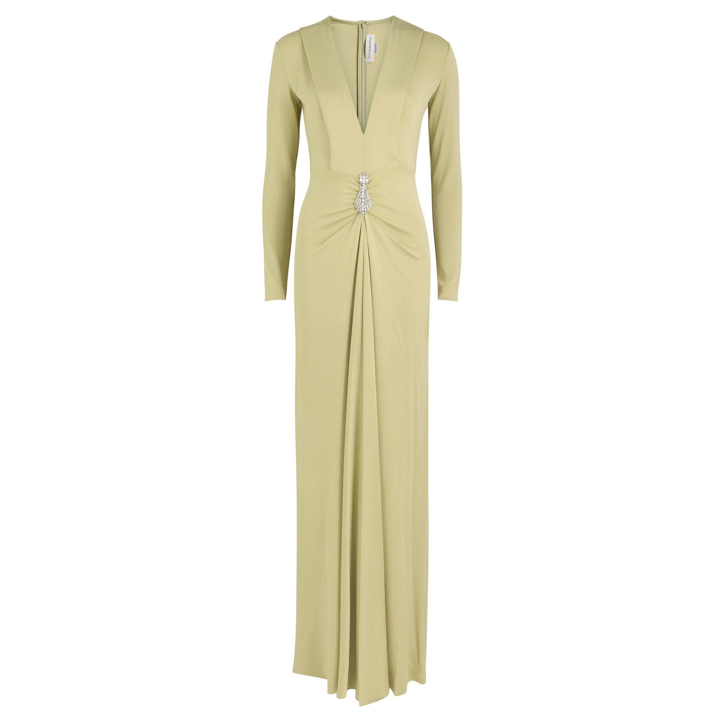 GREEN LIGHT - Victoria Beckham - LONG SLEEVE V NECK GOWN