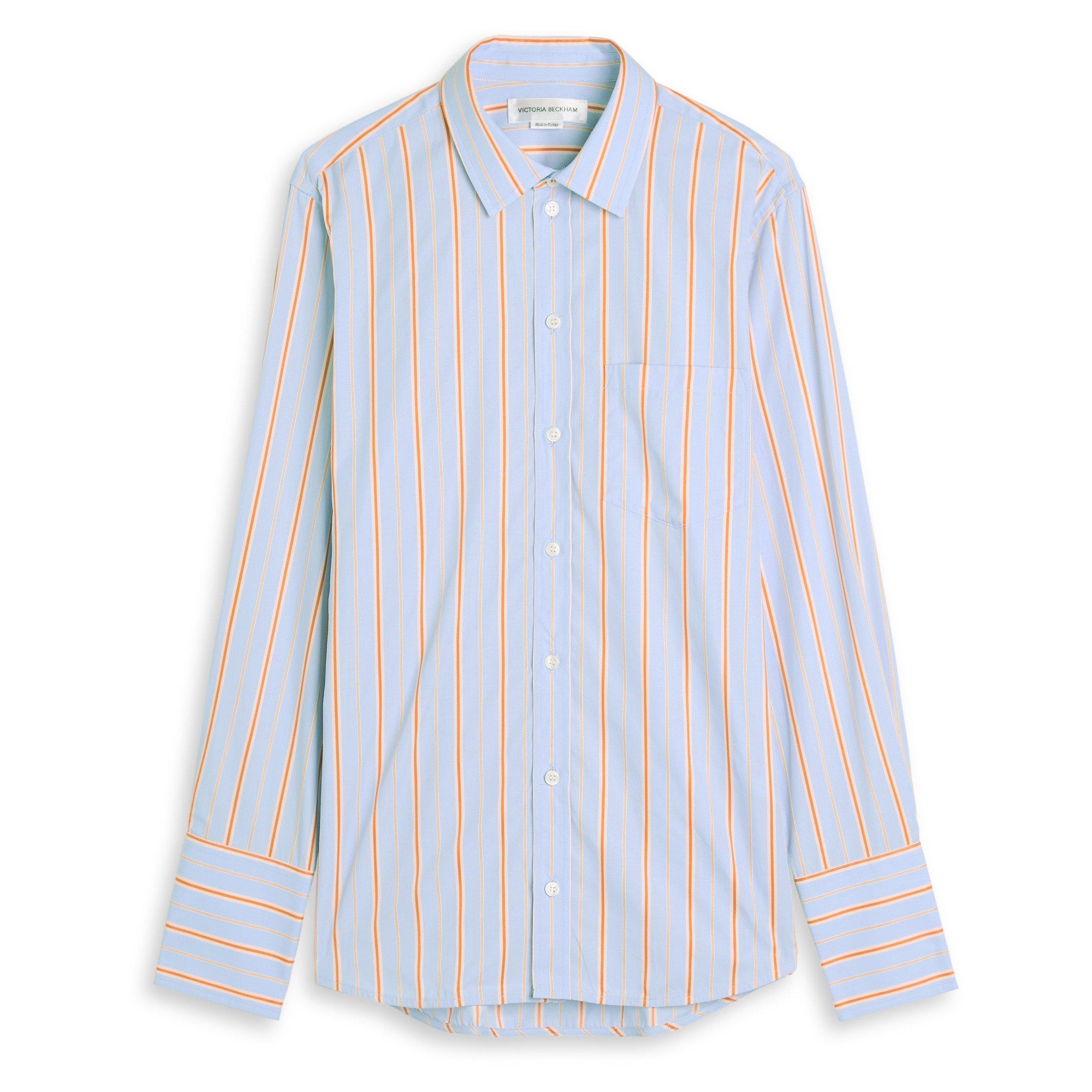 STRIPE - Victoria Beckham - Women's Tab Detail Striped Cotton Long-Sleeve Shirt
