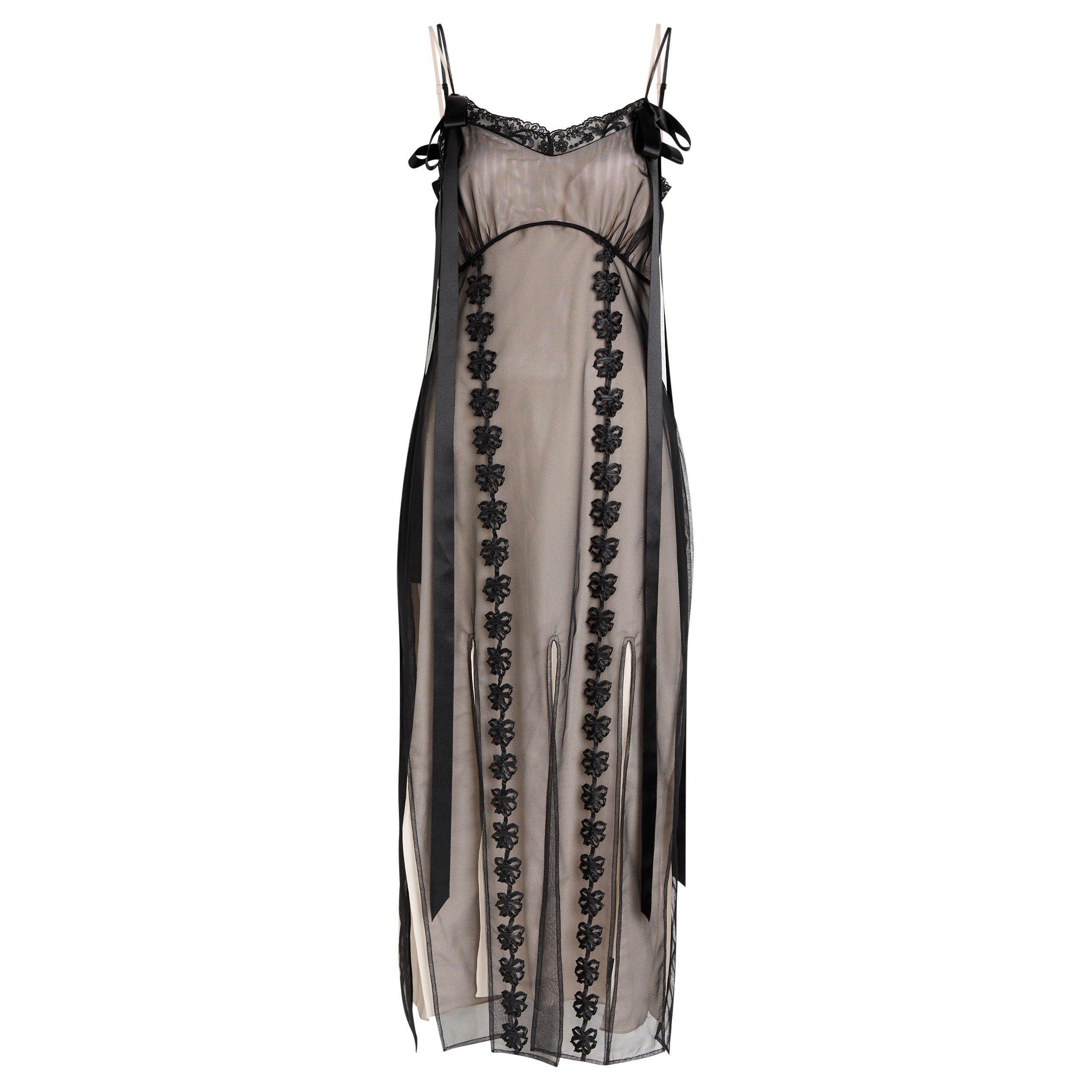 BLACK AND OTHER - Simone Rocha - LAYERED DAISY CHAIN SLIP DRESS
