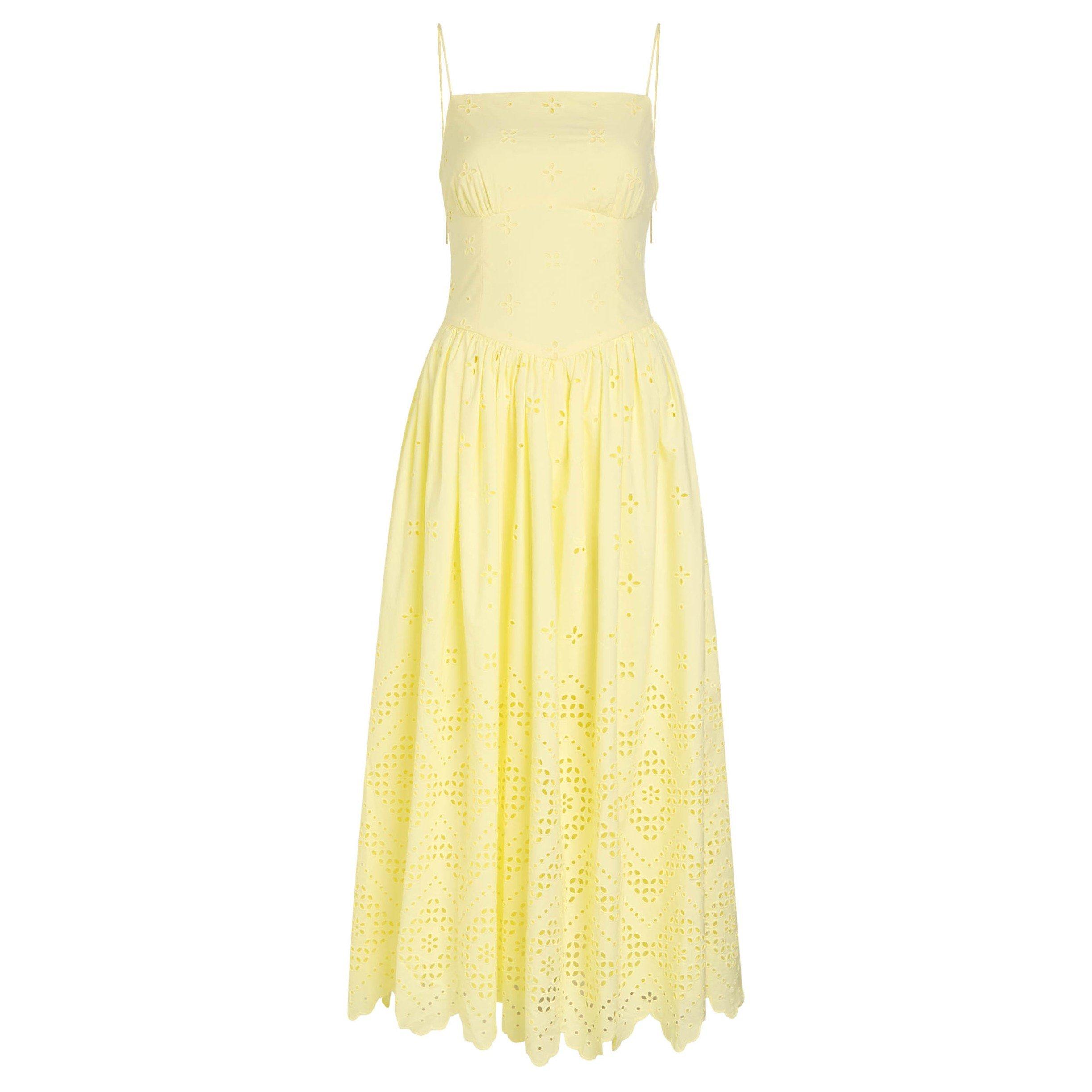 YELLOW - Self Portrait - LD BRODERIE MIDI DRESS