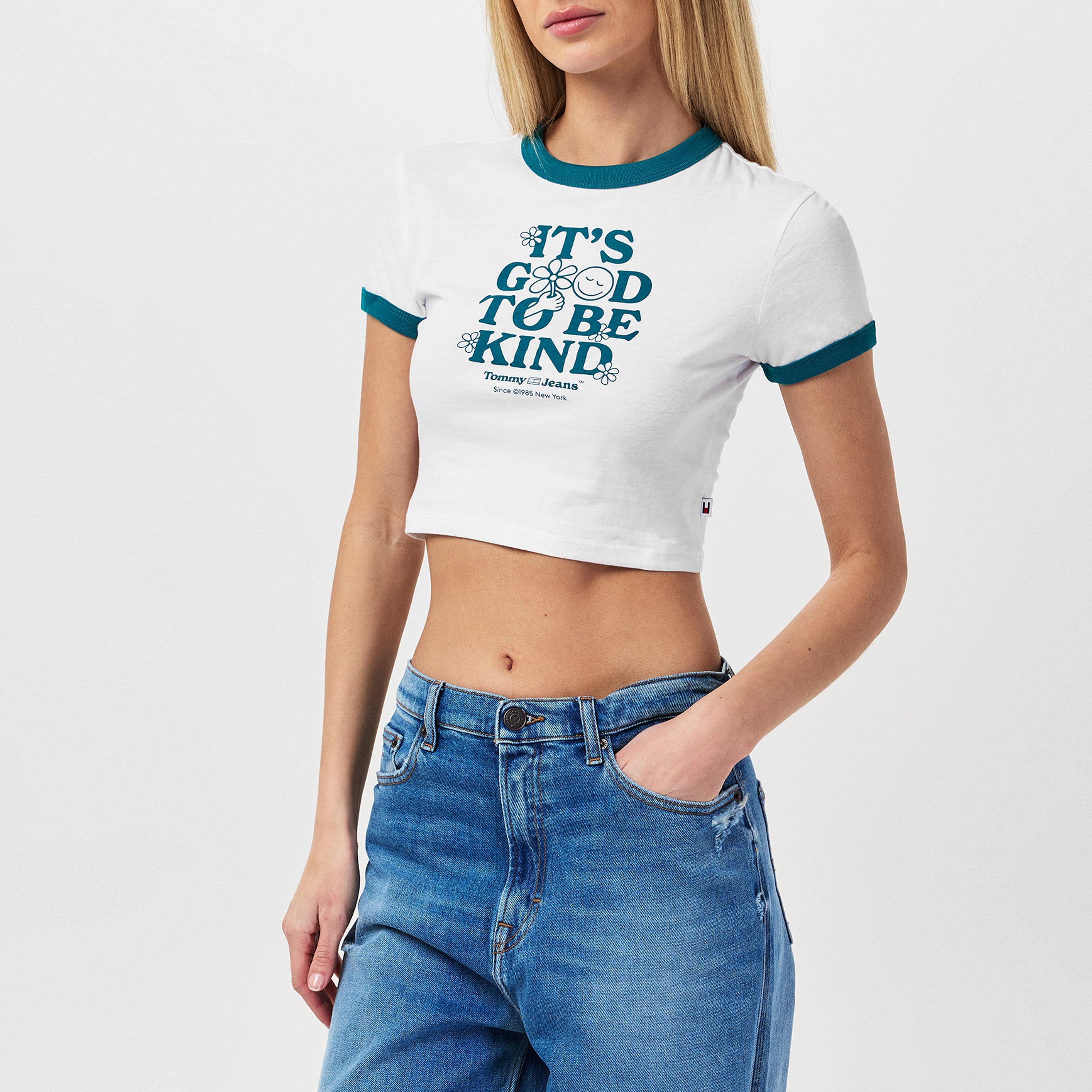 White - Tommy Jeans - Women's Graphic Ringer Crop Top - 3
