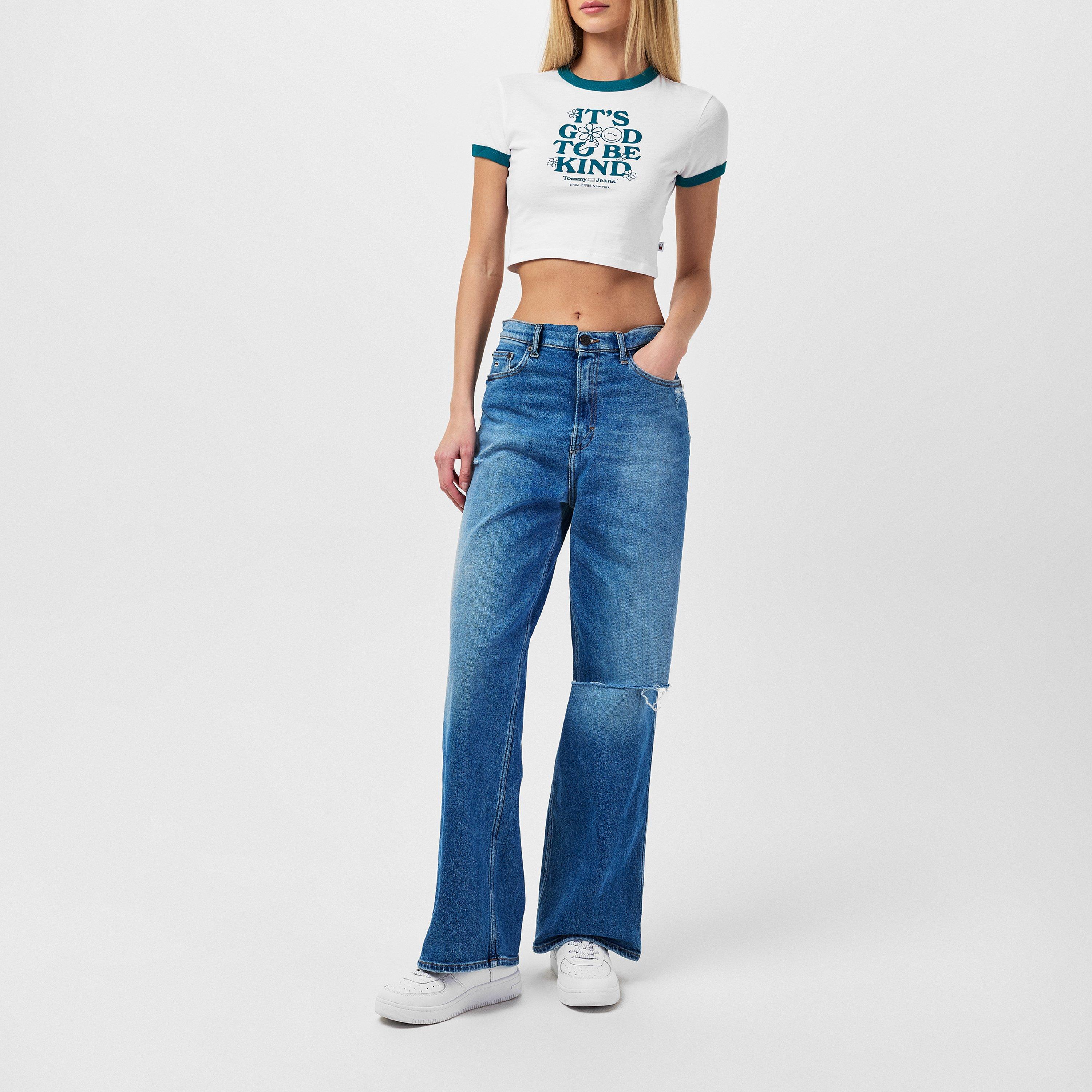 White - Tommy Jeans - Women's Graphic Ringer Crop Top - 6