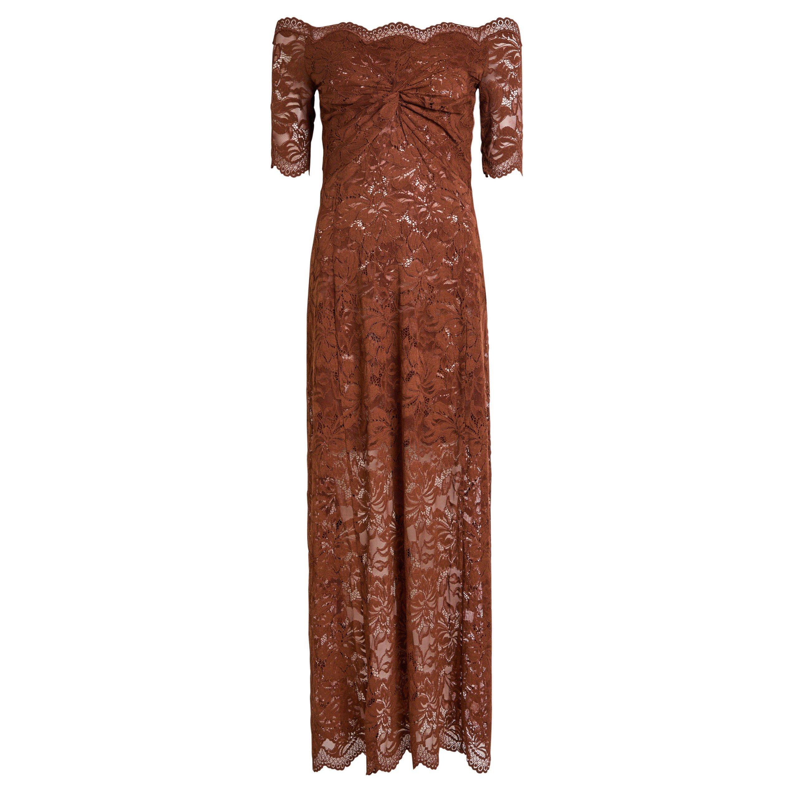 BROWN - Rabanne - OFF SHOULDER LACE DRESS