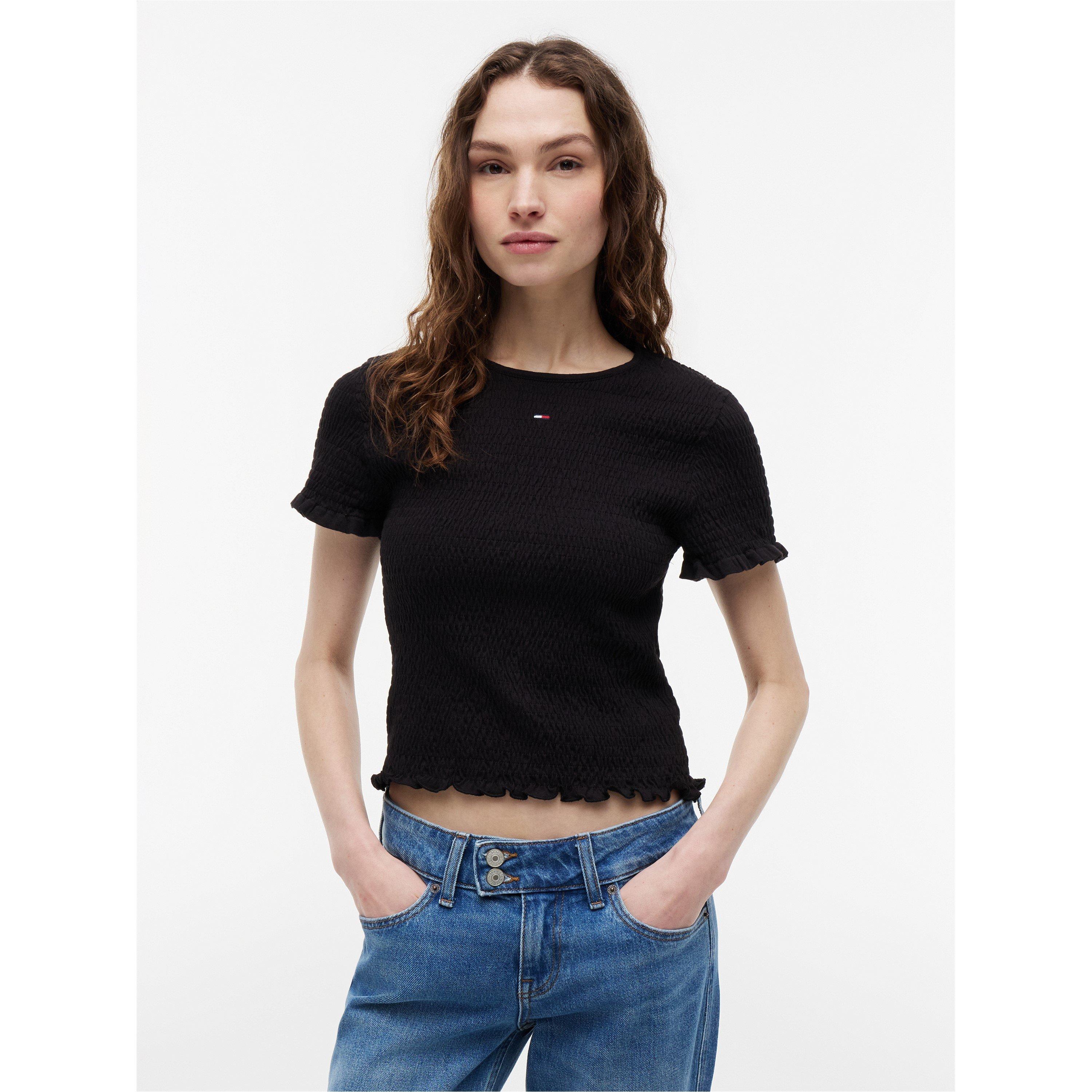 Black - Tommy Jeans - Women's Smock Slim Fit T-Shirt - 2
