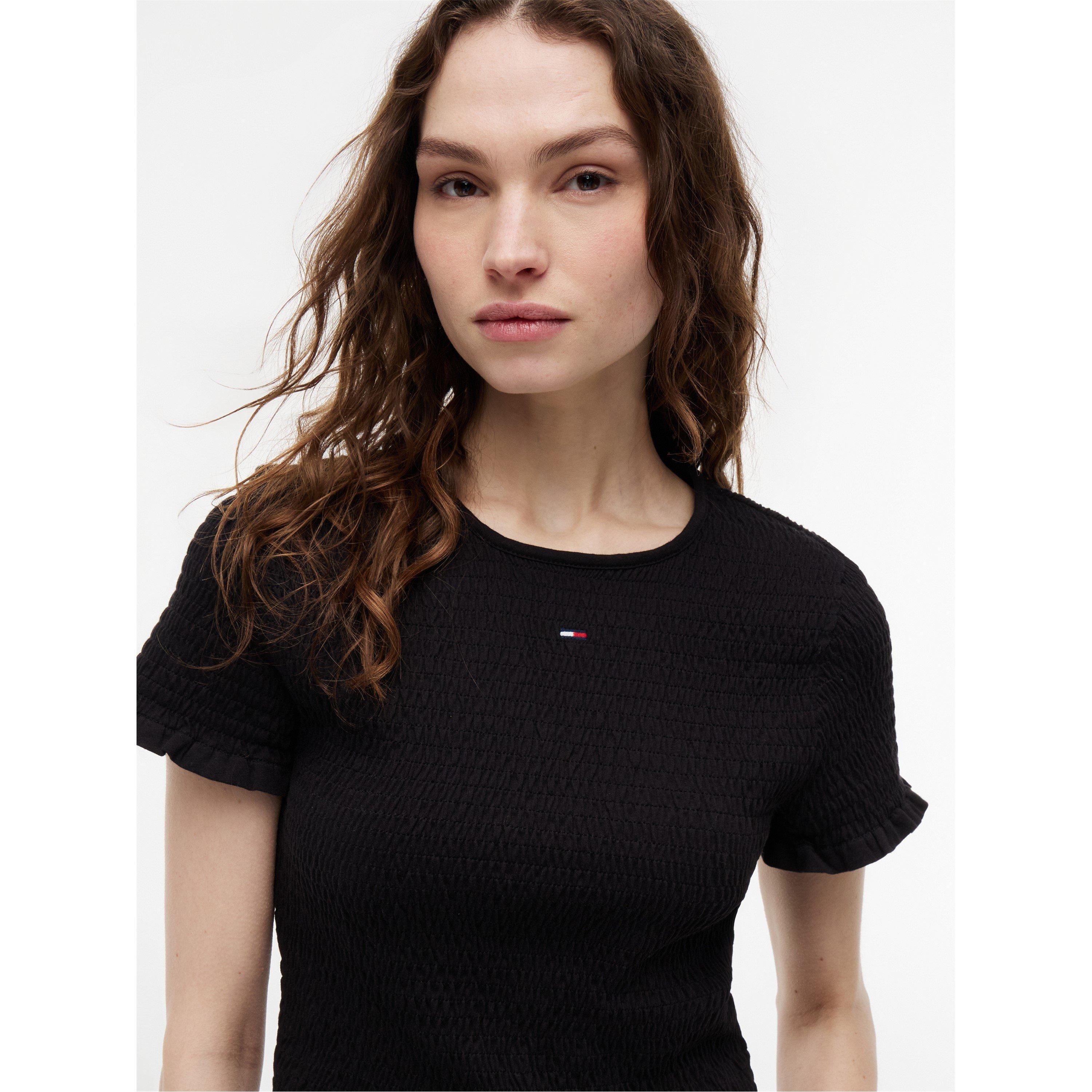 Black - Tommy Jeans - Women's Smock Slim Fit T-Shirt - 4