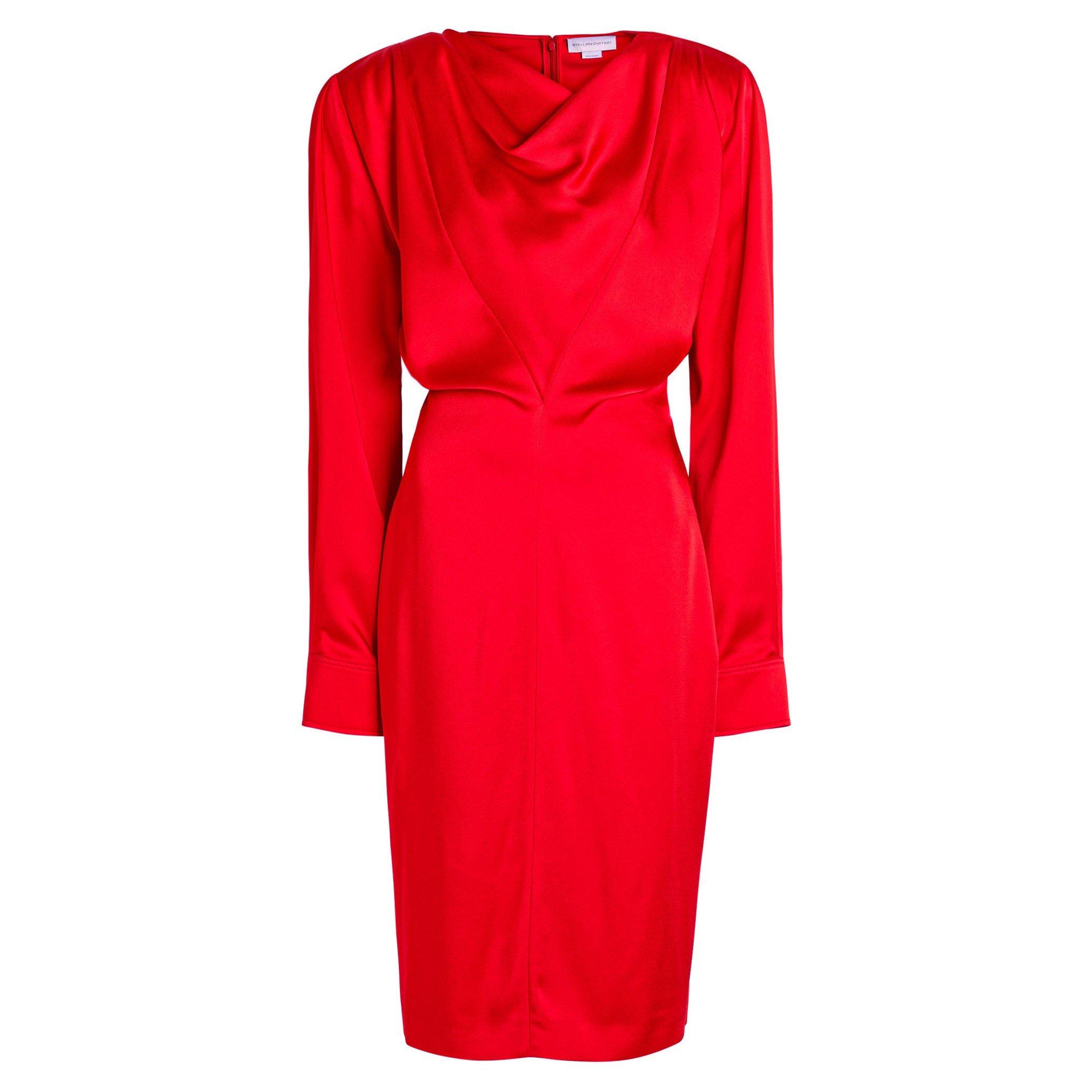 RED - Stella McCartney - SATIN LS MIDI DRESS