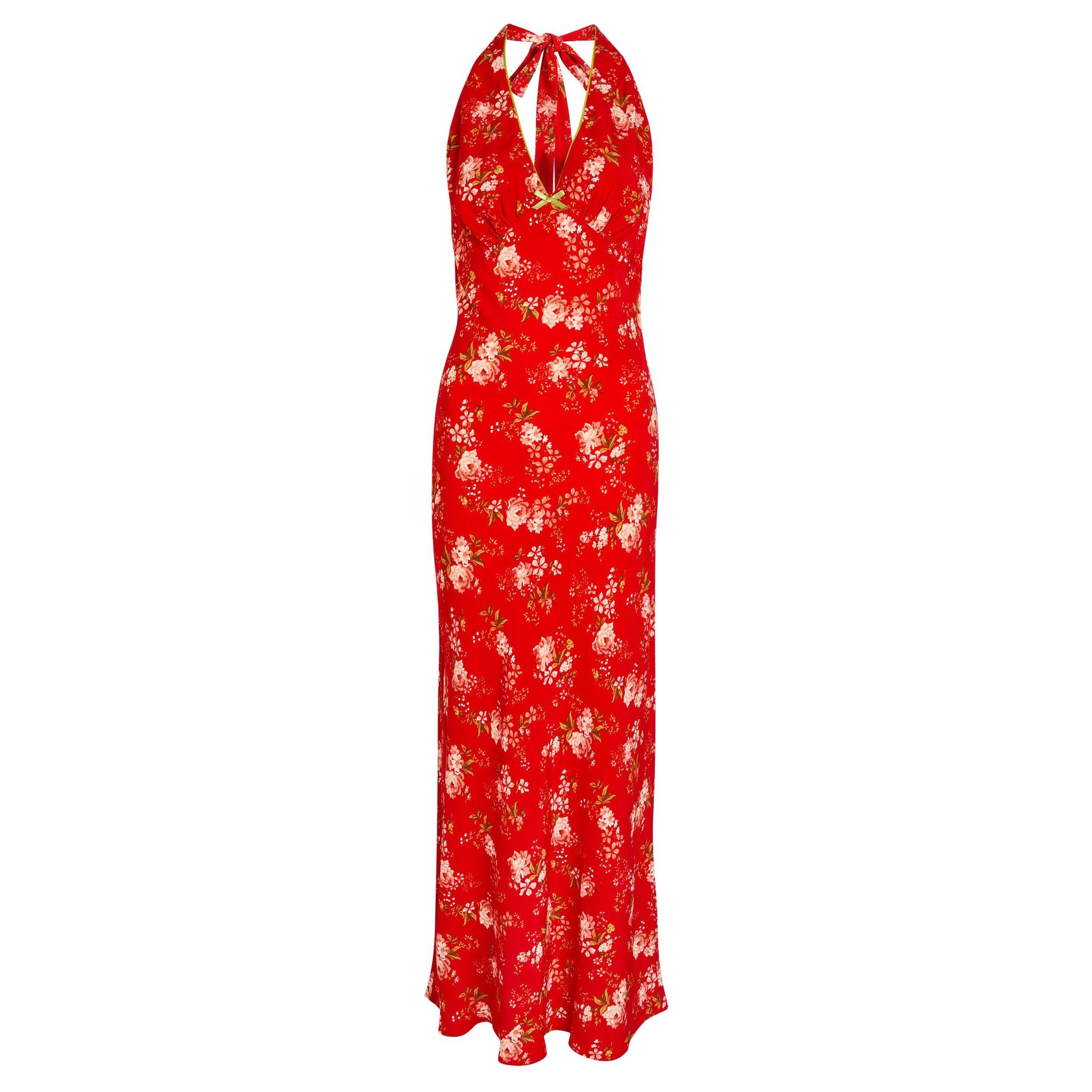 RED AND OTHER - Never Fully Dressed - LD FLORAL HALTER DRESS