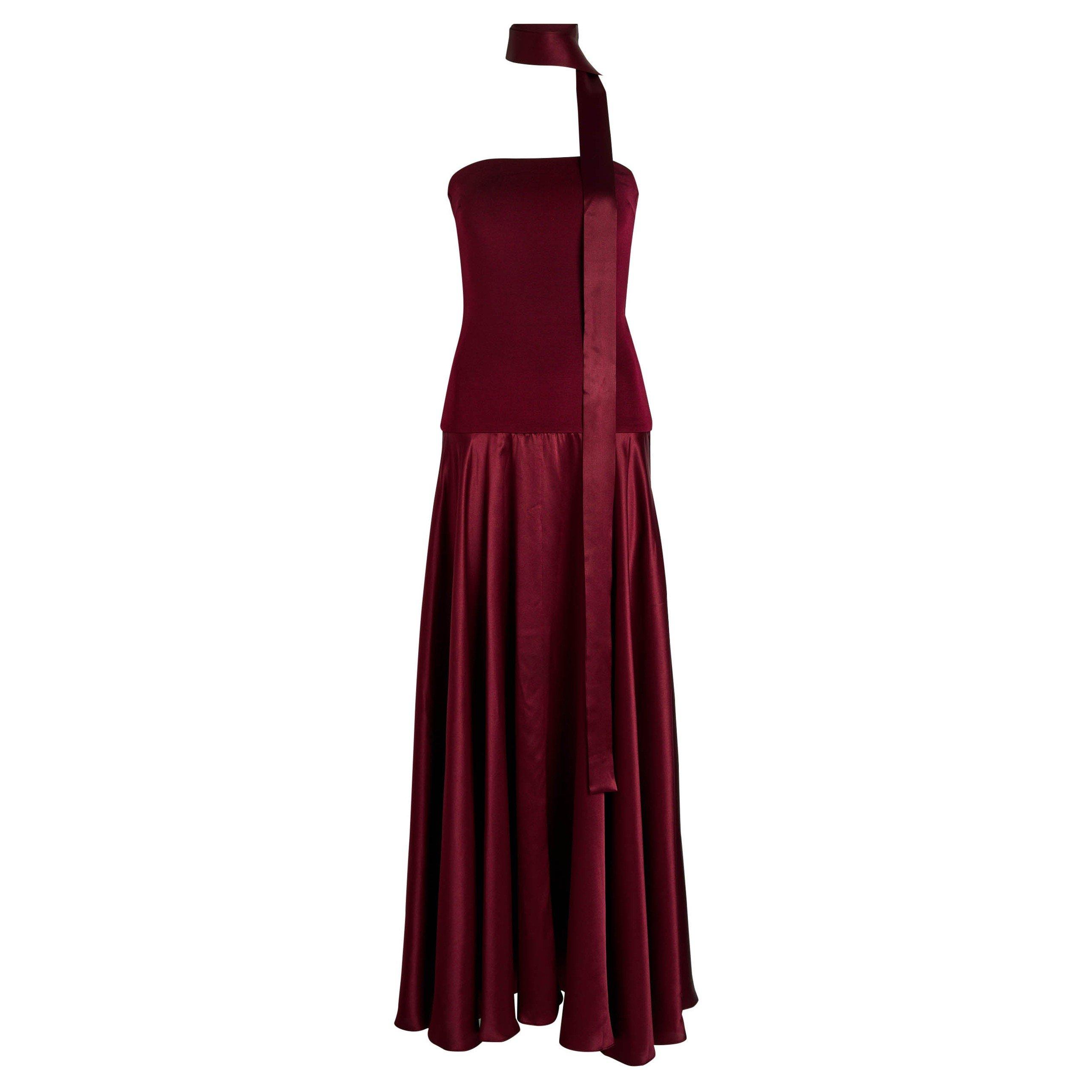 BURGUNDY - Esse Studios - LD ILLI TIE STRAPLESS MAXI DRE
