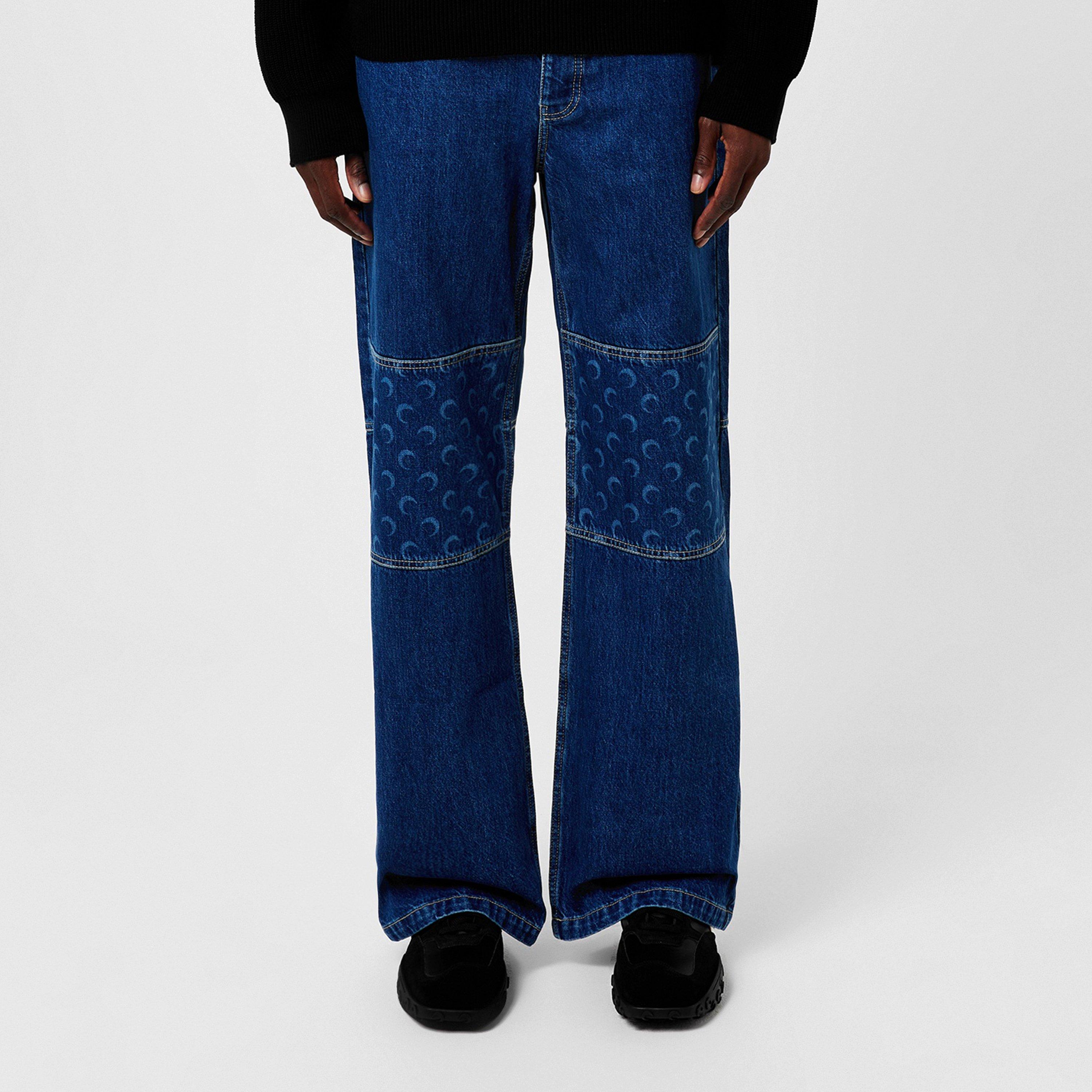 Marine Serre Straight Leg Jeans - Blue - Size L (50)