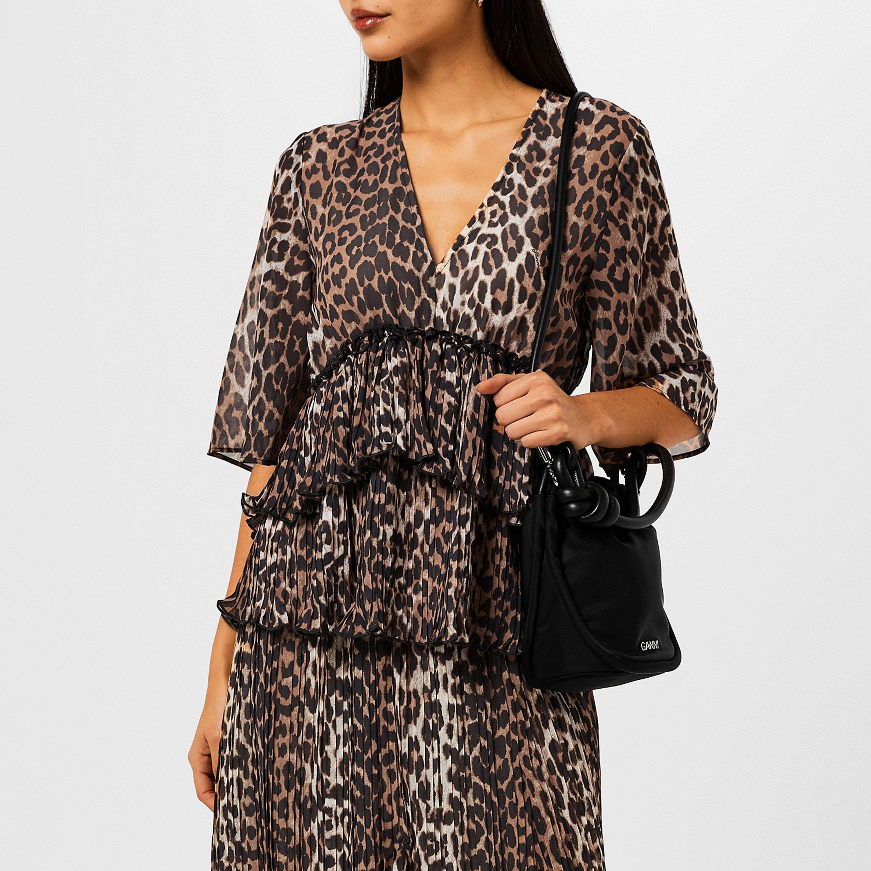 Almond Milk - Ganni - Women's Pleated Short-Sleeve Patterned Shirt - 3