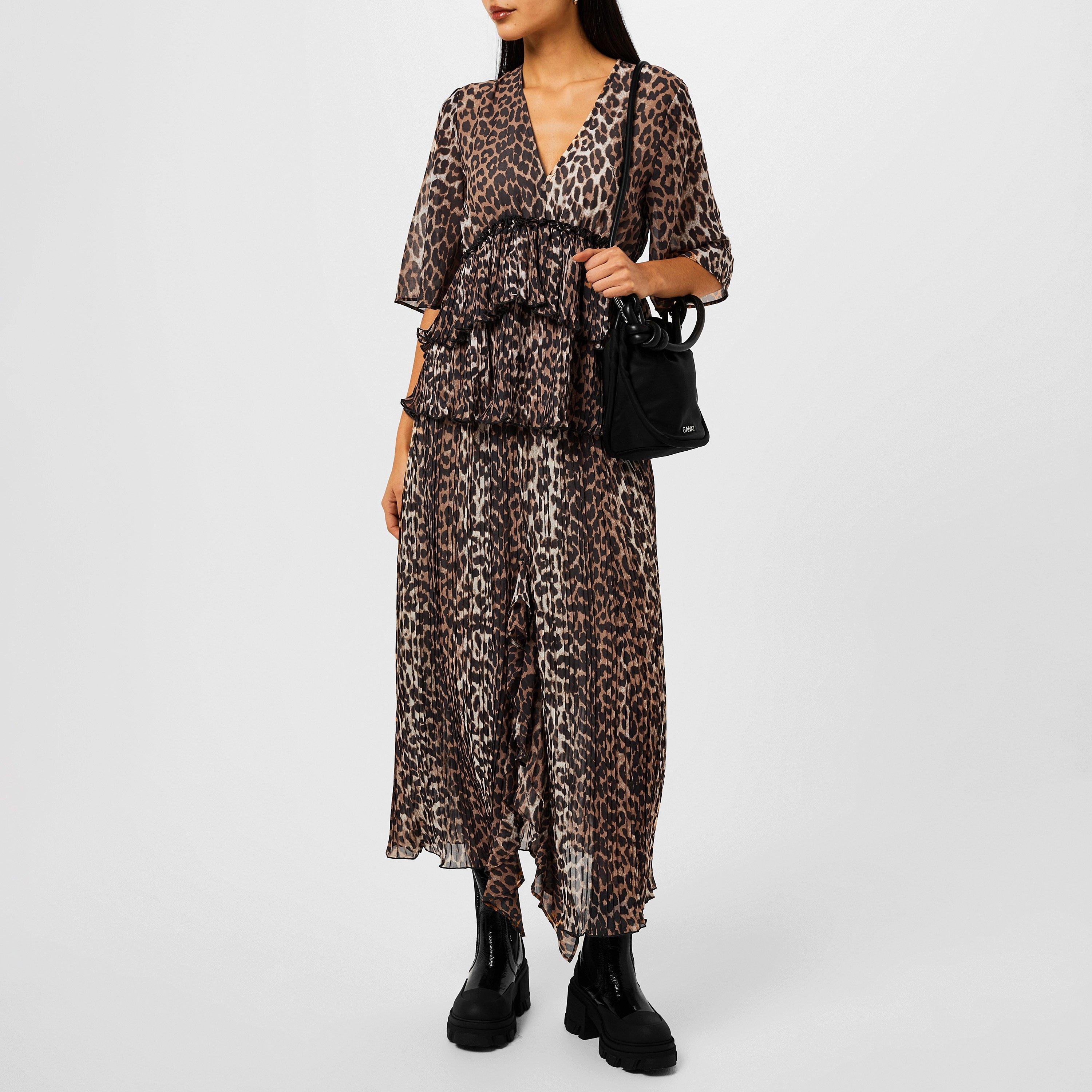 Almond Milk - Ganni - Women's Pleated Short-Sleeve Patterned Shirt - 4